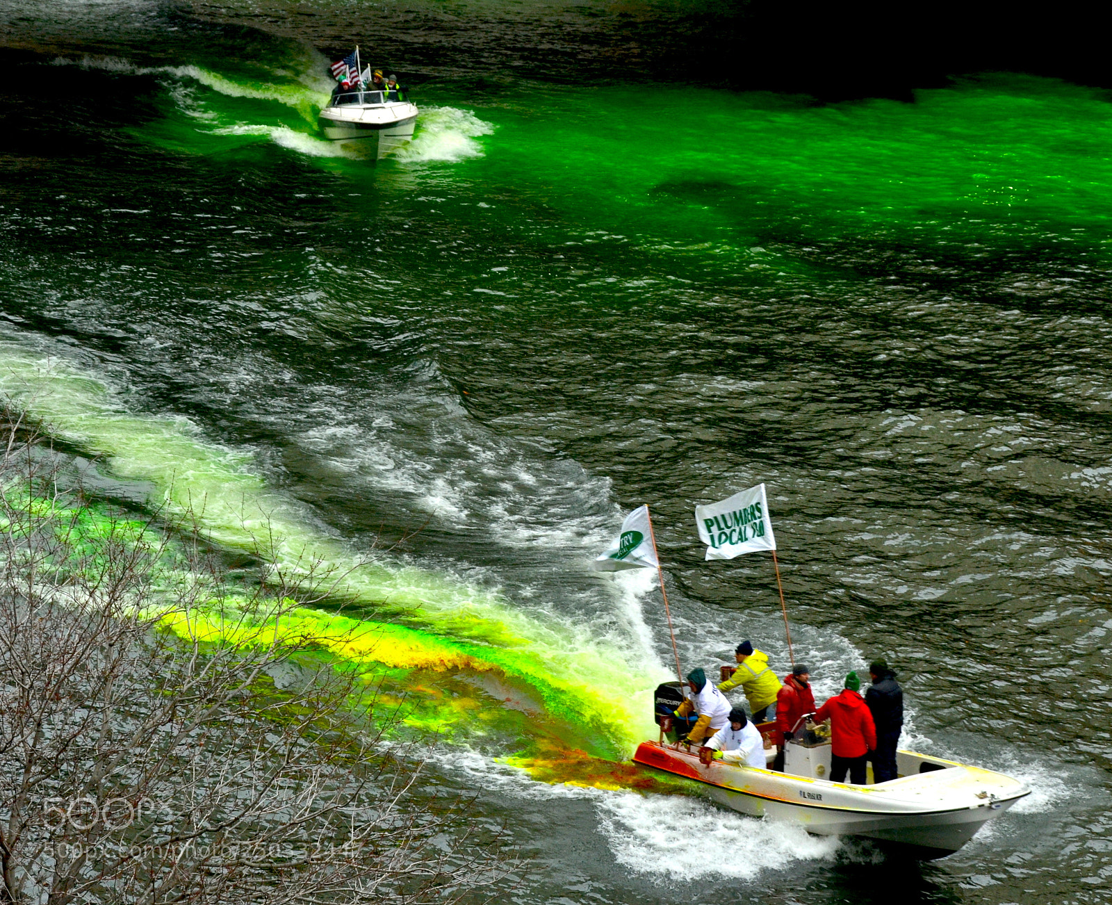 Nikon D3100 sample photo. Chicago river goes green photography