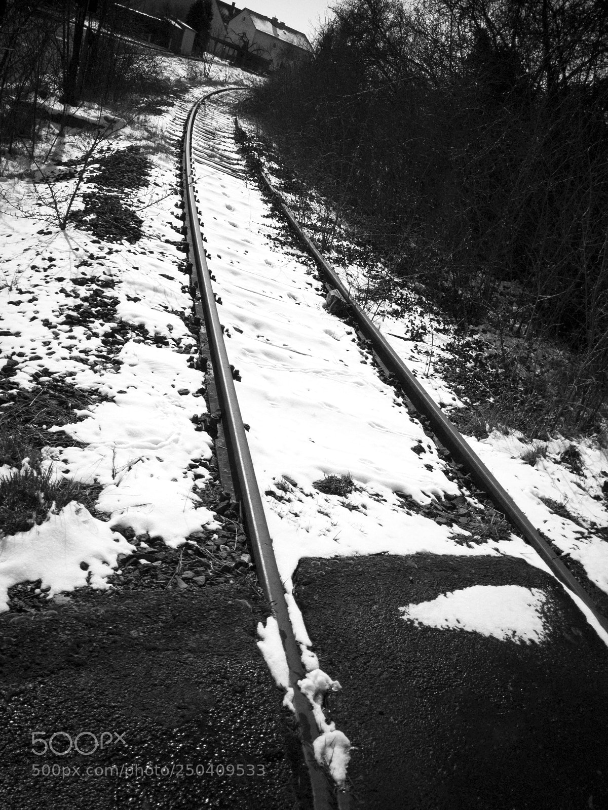 Apple iPhone 7 sample photo. Snowy railroad track in photography