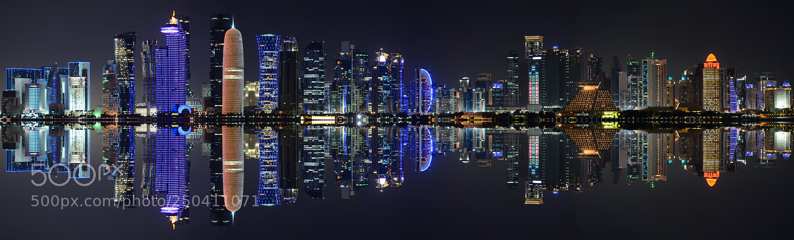 Nikon D7000 sample photo. Doha night panorama, qatar photography