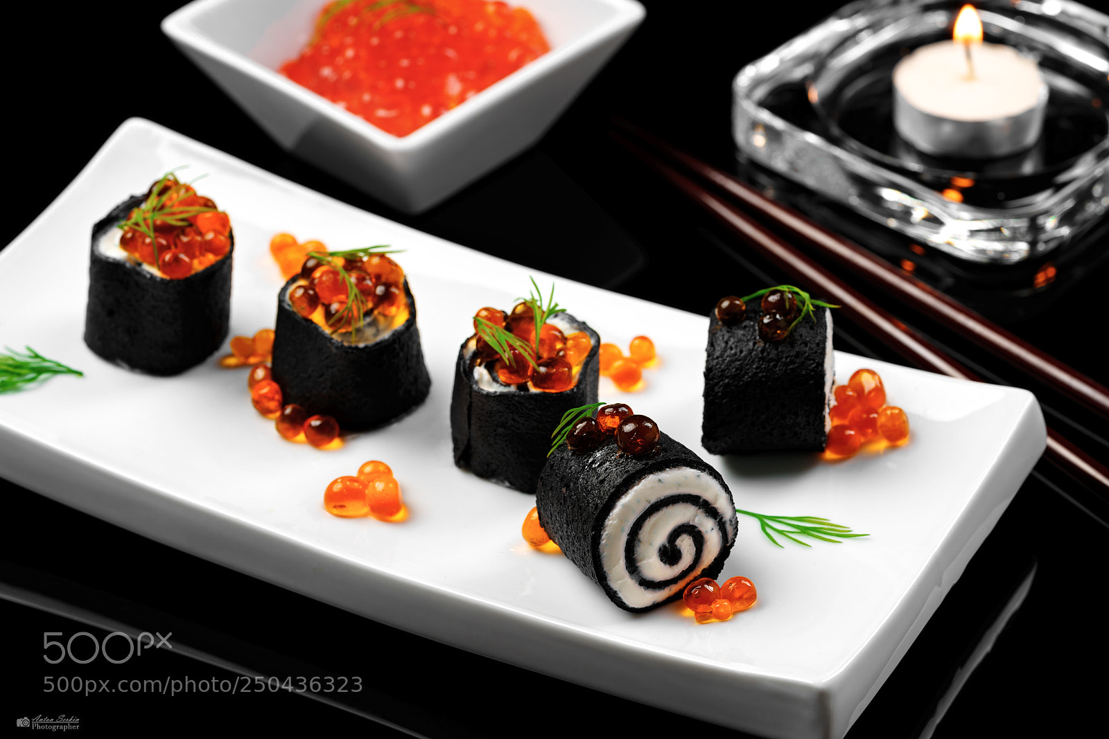 Sony a7R II sample photo. Black pancakes with caviar photography