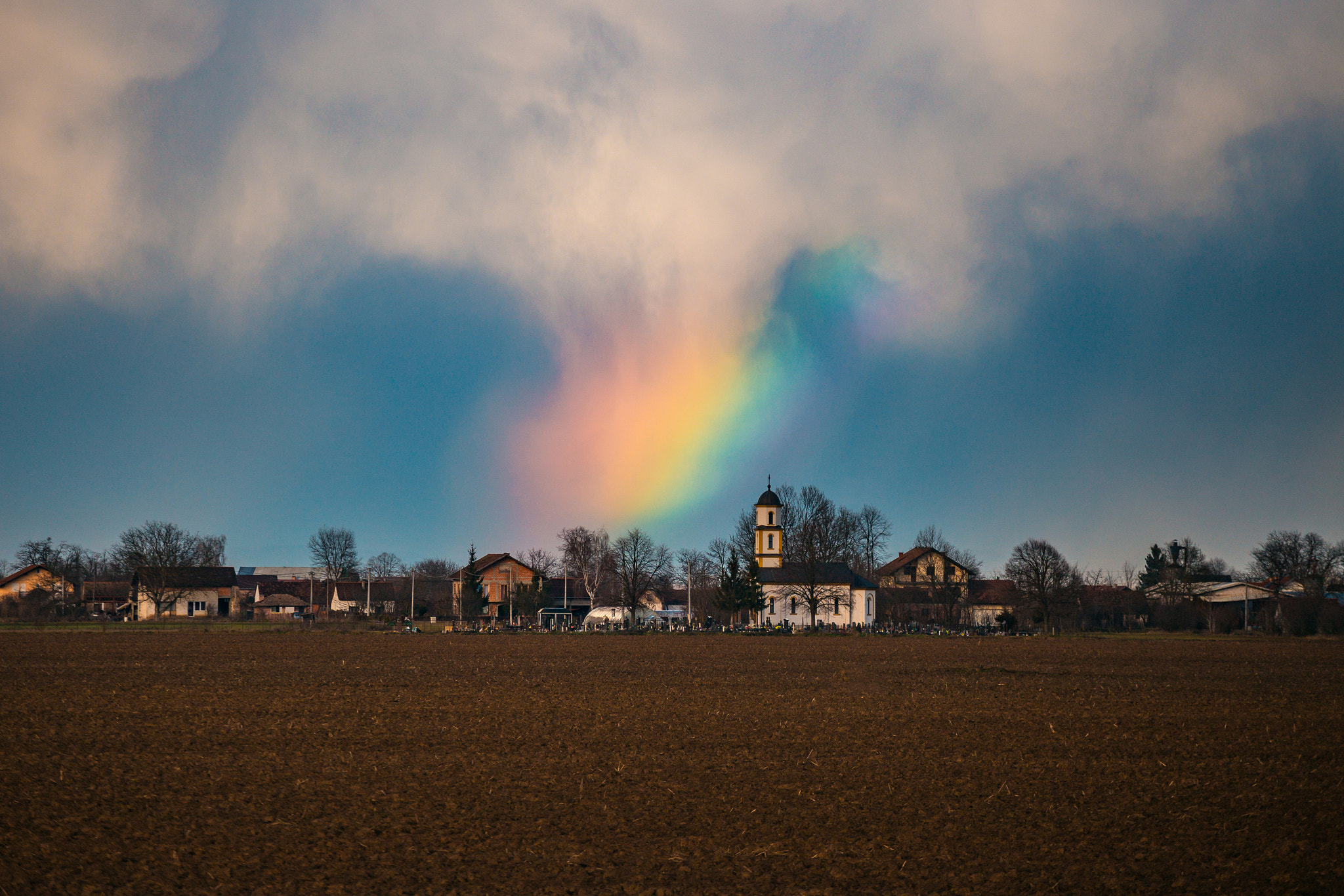 Ricoh Theta S sample photo. Rainbow cloud phenomenon photography