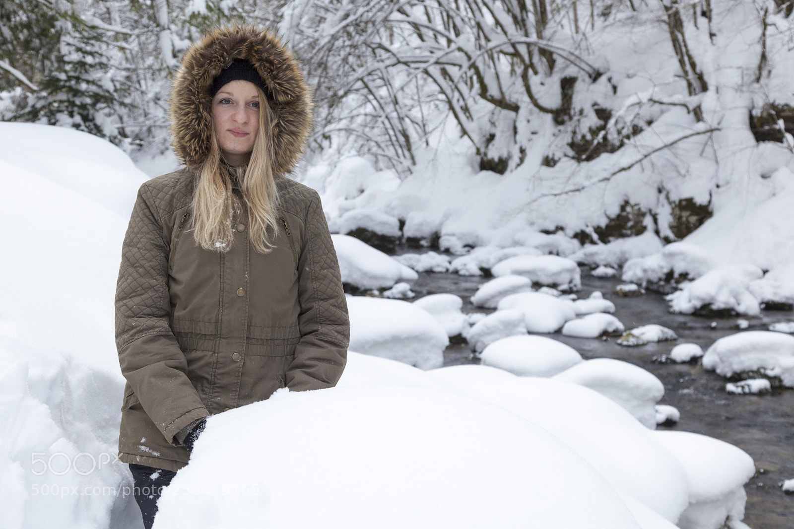 Canon EOS 5D Mark II sample photo. Winter portrait near river photography