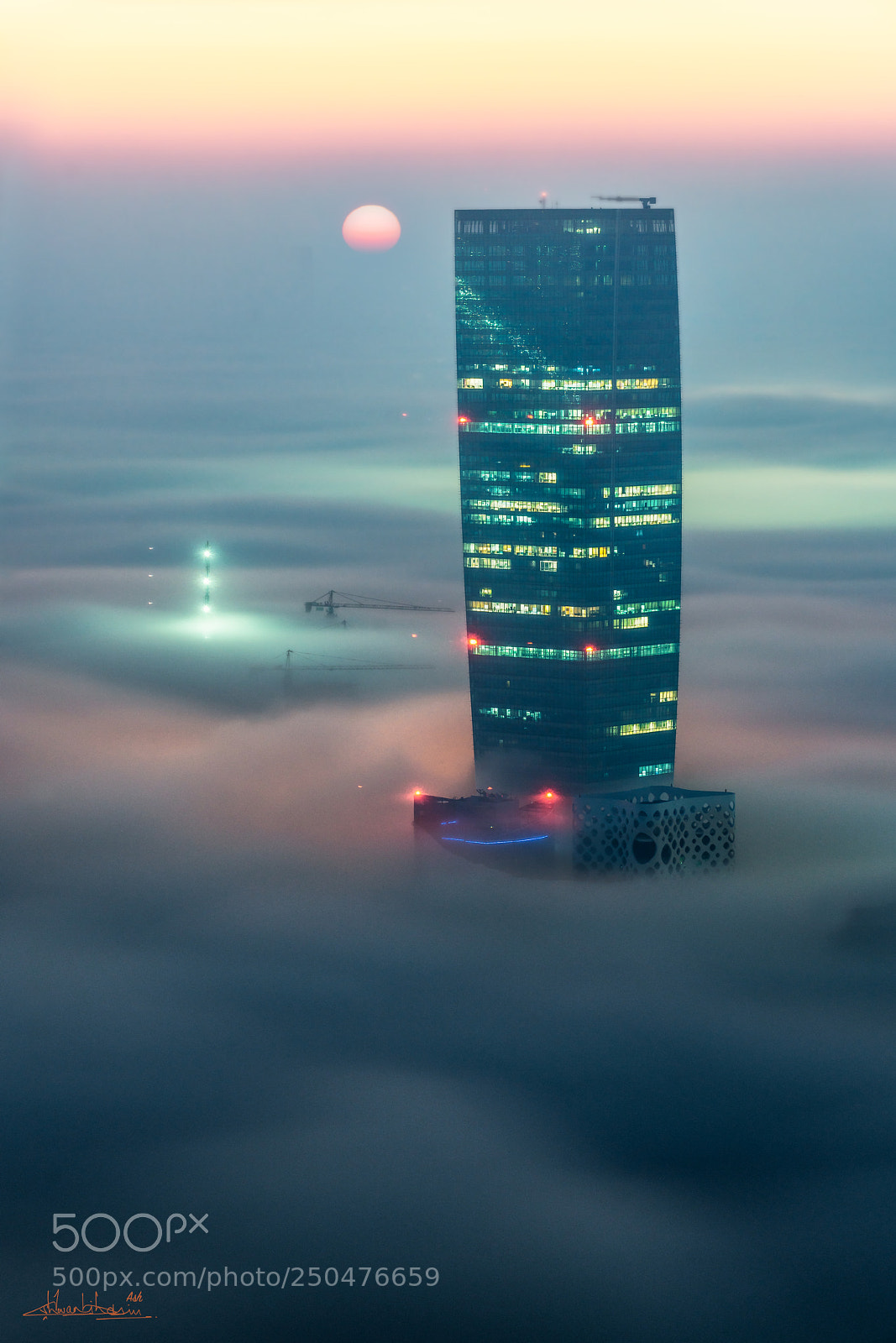 Sony a7R II sample photo. Rising through fog photography