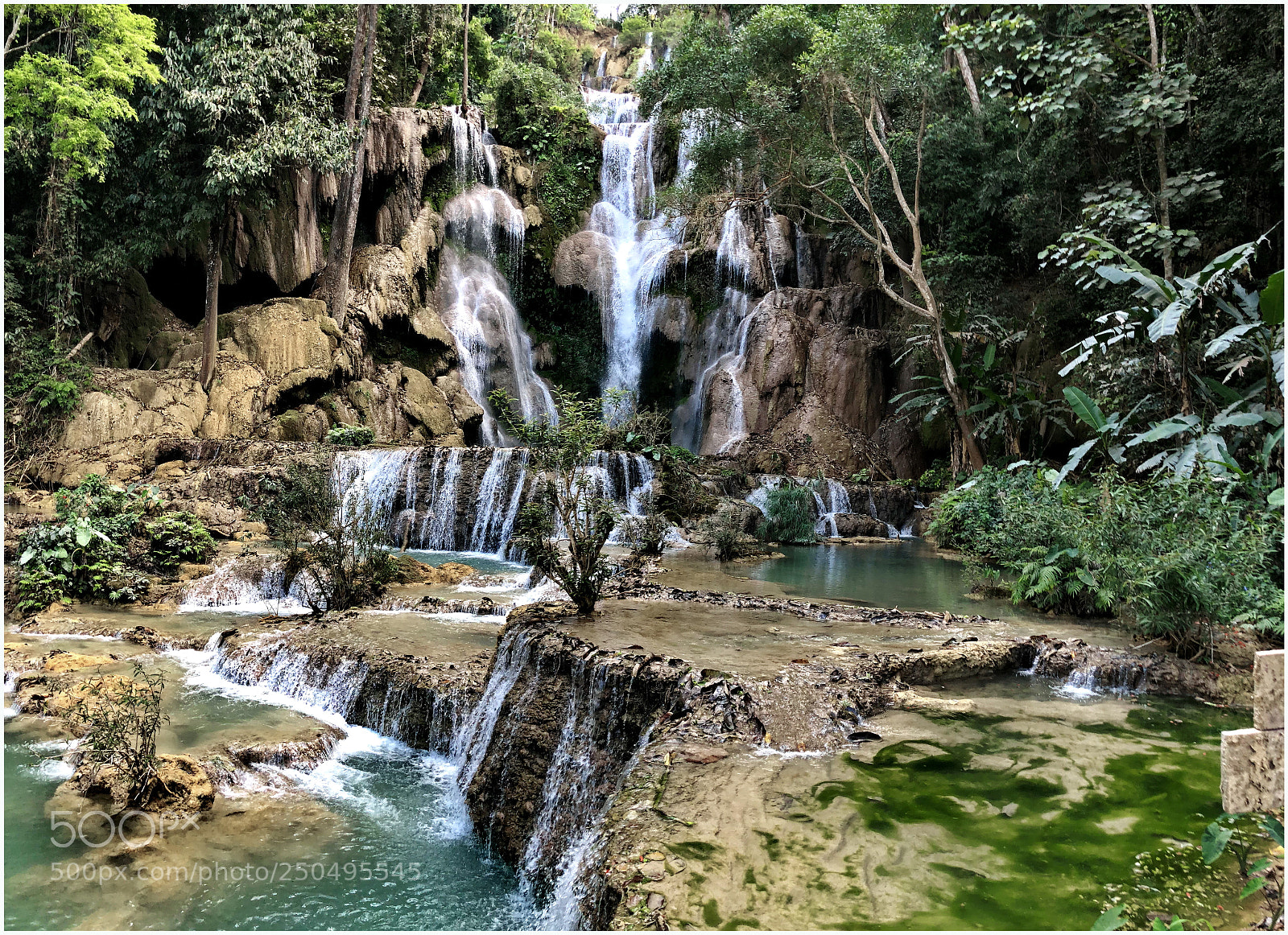 Apple iPhone X sample photo. Kuang si waterfalls photography