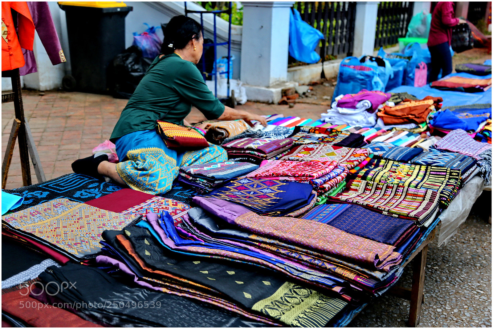 Canon EOS 6D + Canon EF 24-105mm F4L IS USM sample photo. Morning market selling sarongs photography