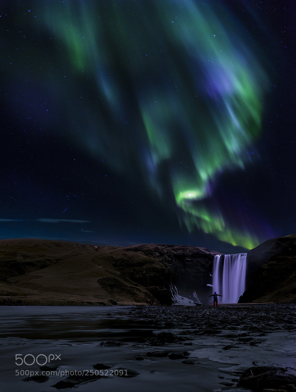 Nikon D810 sample photo. Night with waterfall photography