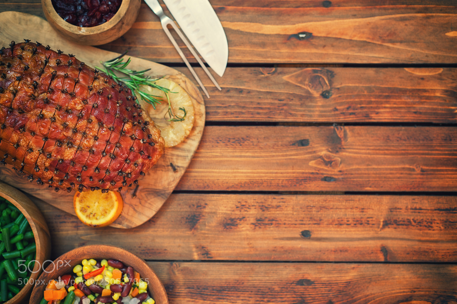 Canon EOS 5D Mark II sample photo. Glazed holiday ham photography