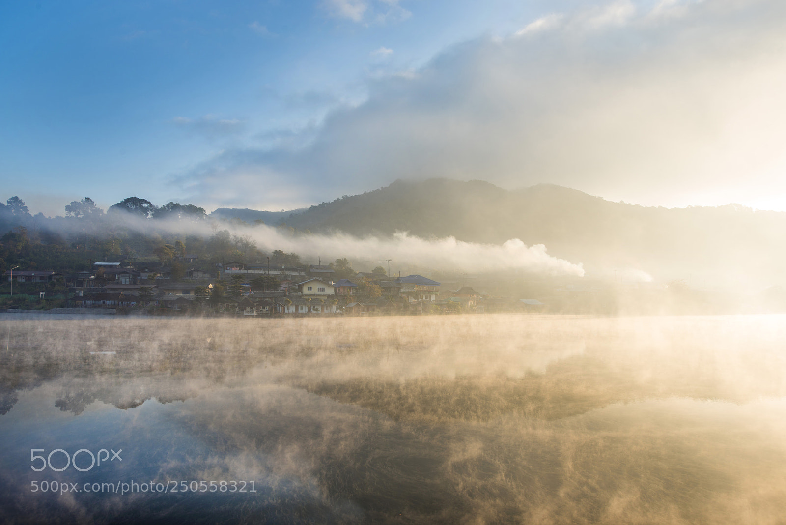 Nikon D800E sample photo. Village in fog photography