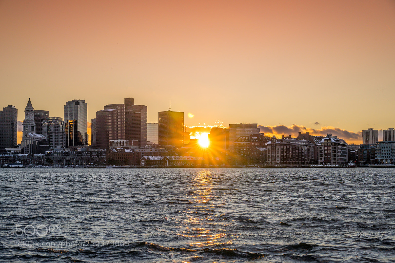 Sony a7 sample photo. Boston harbor sunset photography