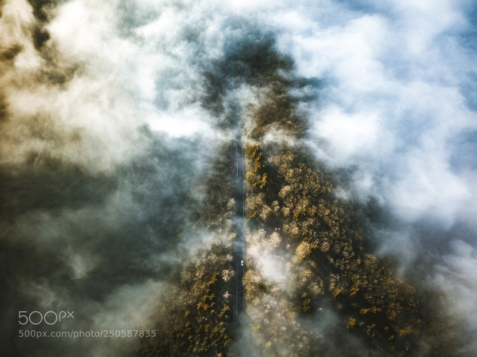 DJI FC220 sample photo. Misty road photography