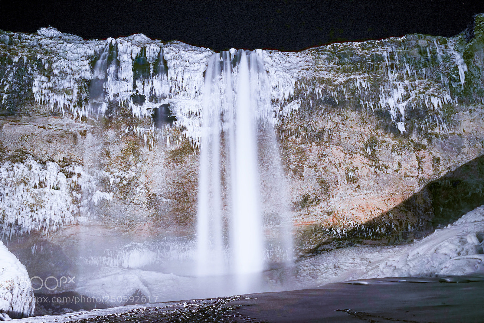 Sony a7R sample photo. Seljalandsfoss at night photography