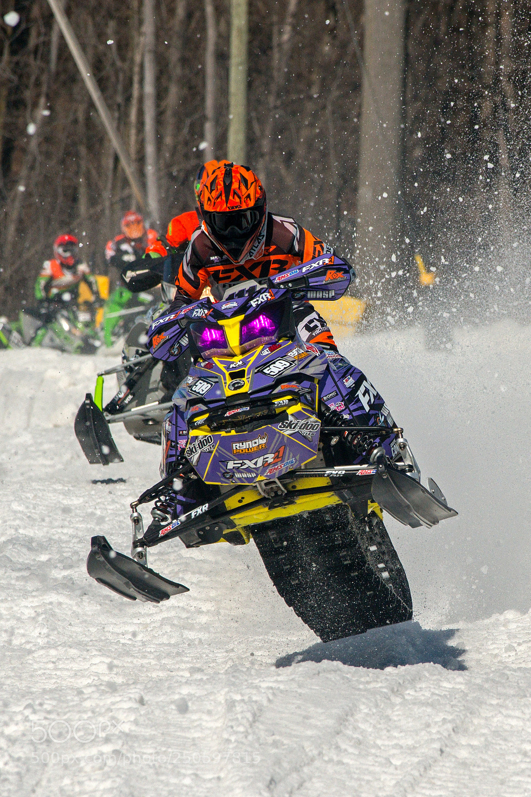 Nikon D800 sample photo. Snowmobile race competitors photography