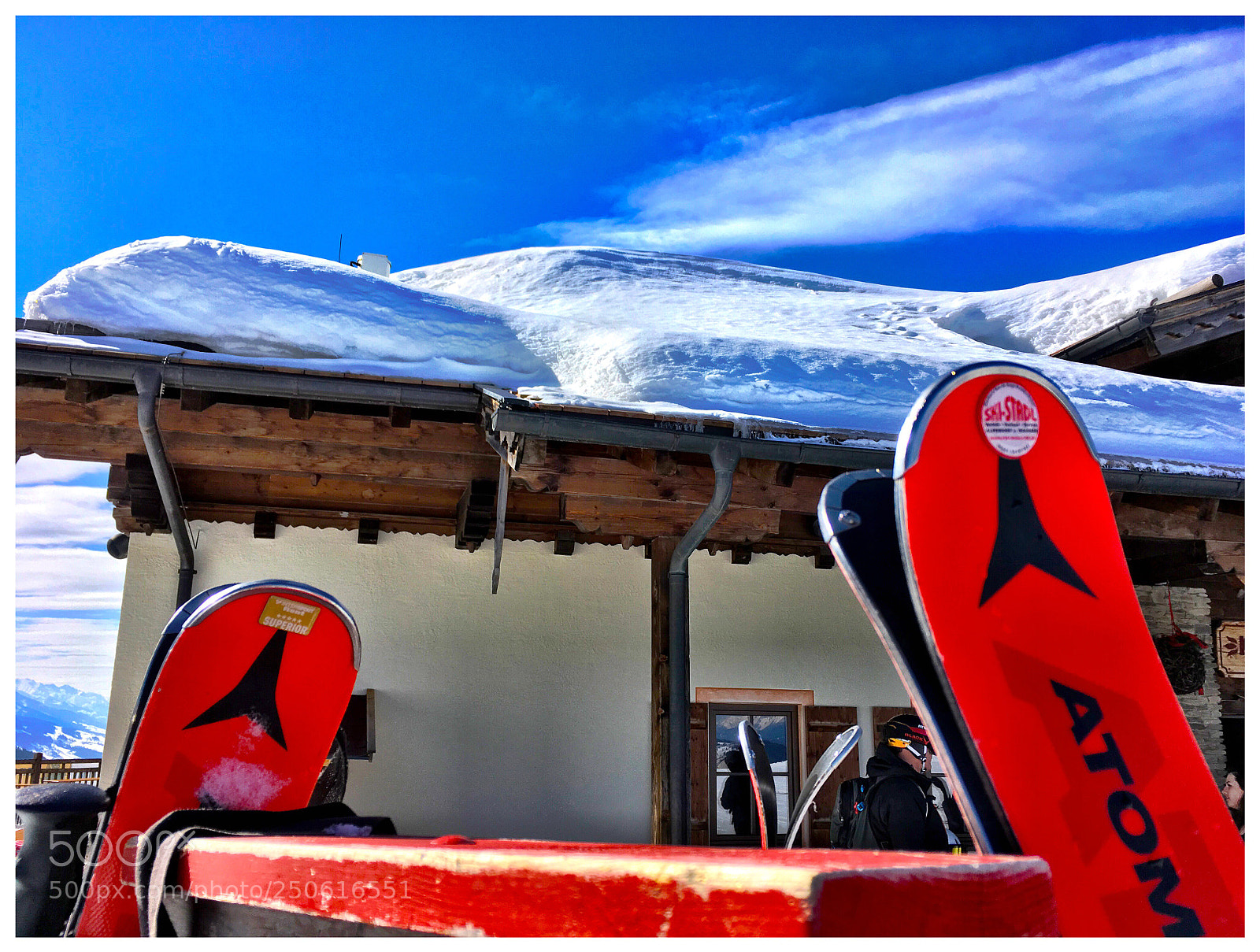 Apple iPhone SE sample photo. Skis and chalet photography