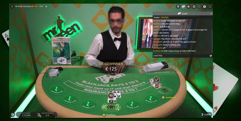Live Blackjack im Online Casino mit echtem Dealer