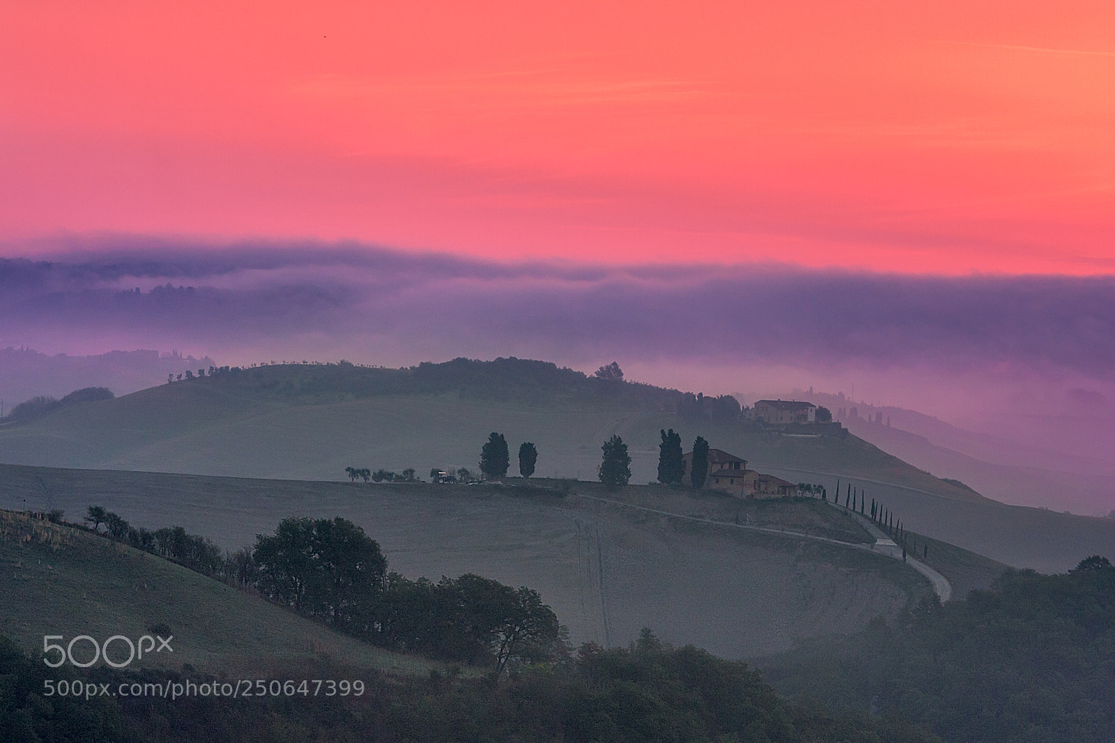 Canon EOS 40D sample photo. Misty sunrise in tuscany photography