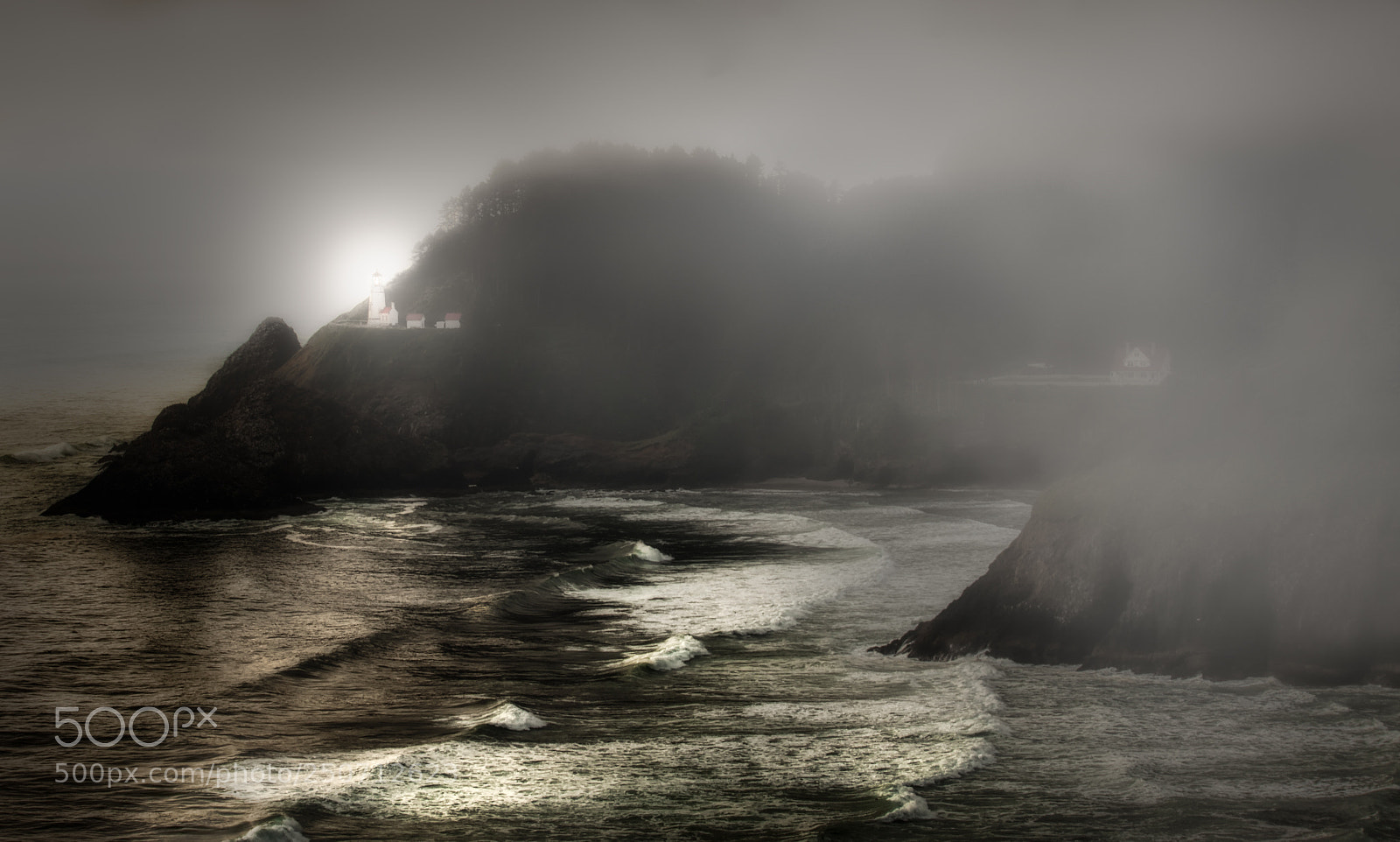 Canon EOS 5D Mark II sample photo. Heceta head fog photography