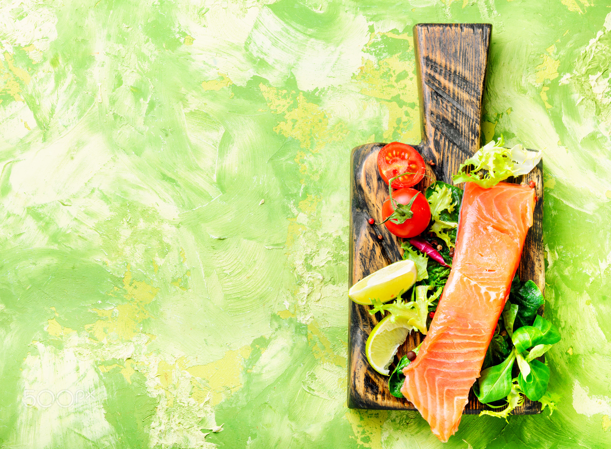 Salted fillet of salmon