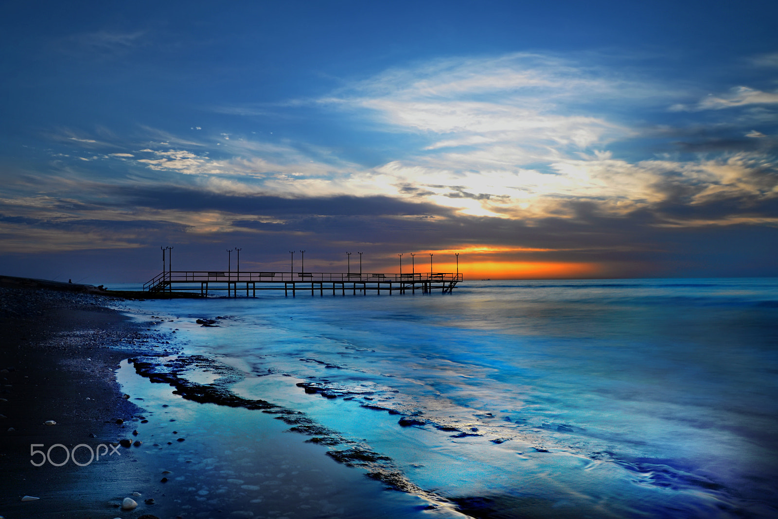 Nikon AF Nikkor 24-85mm F2.8-4D IF sample photo. Pier and sunrise photography