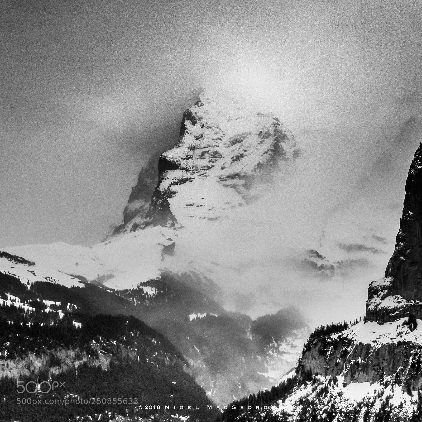 Nikon D5500 sample photo. Eiger in mist dsc photography