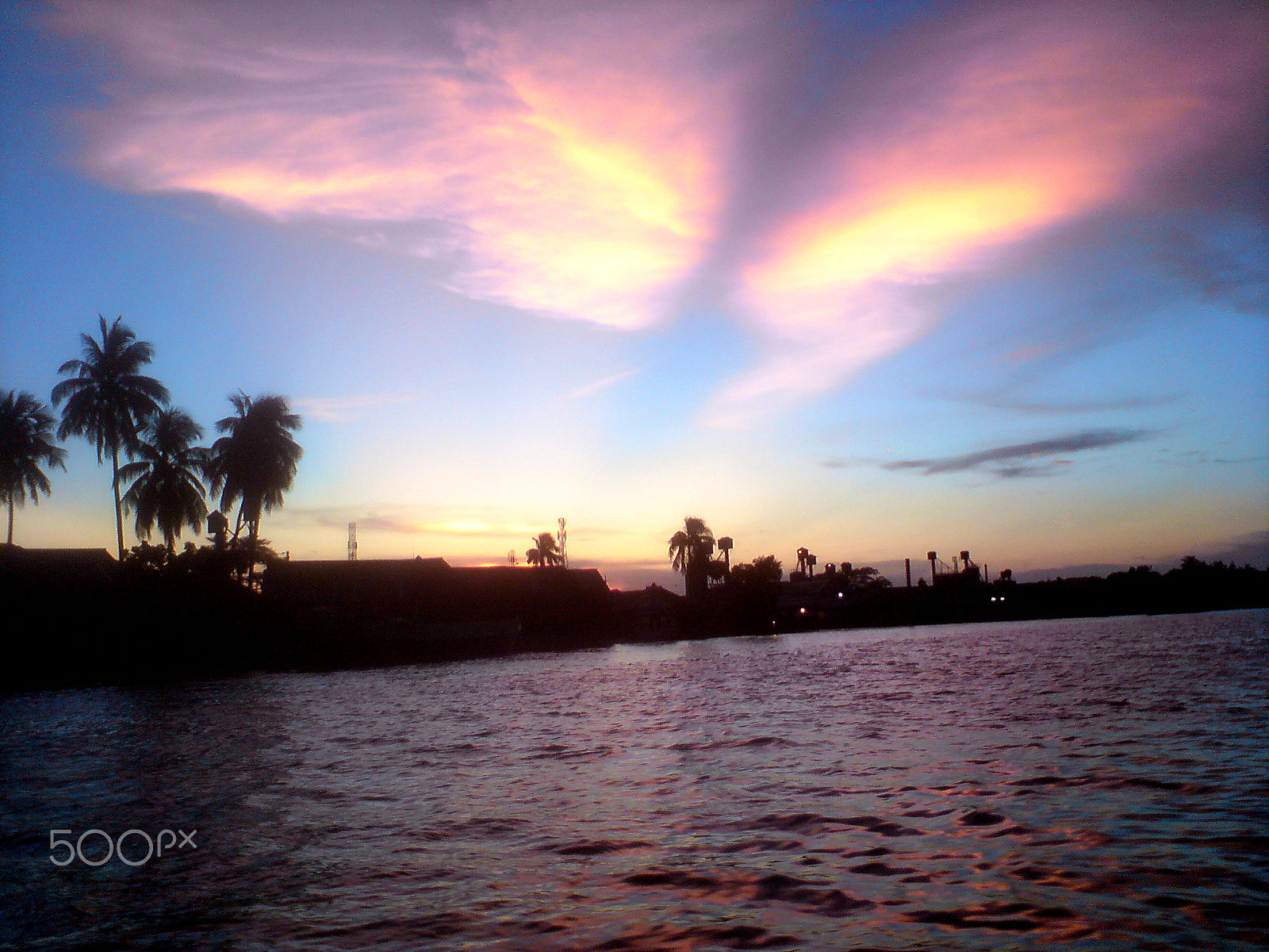 Sony Ericsson K850i sample photo. Orange purple sky in the evening sunset photography