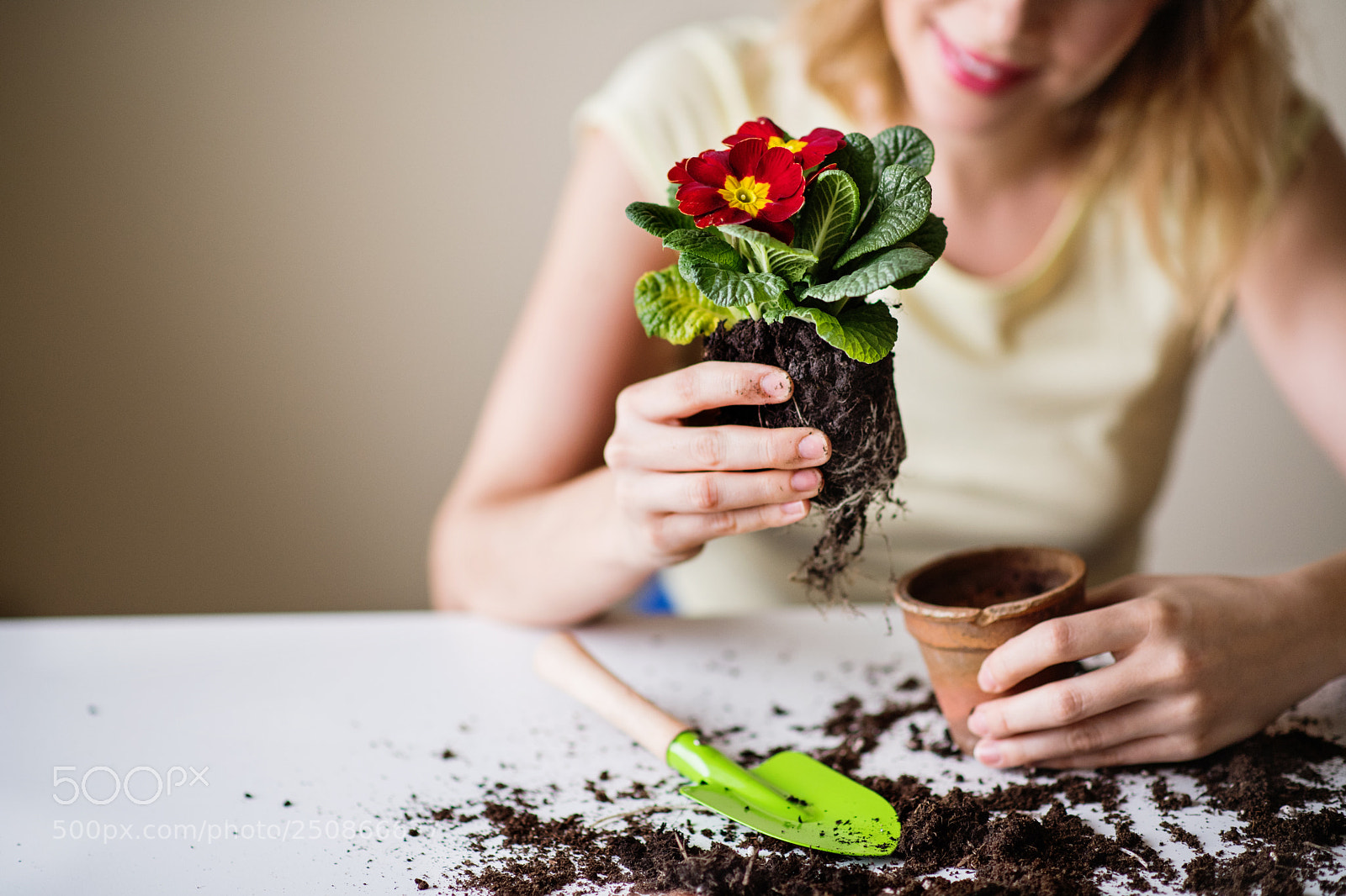Nikon D5 sample photo. Young woman planting flower photography