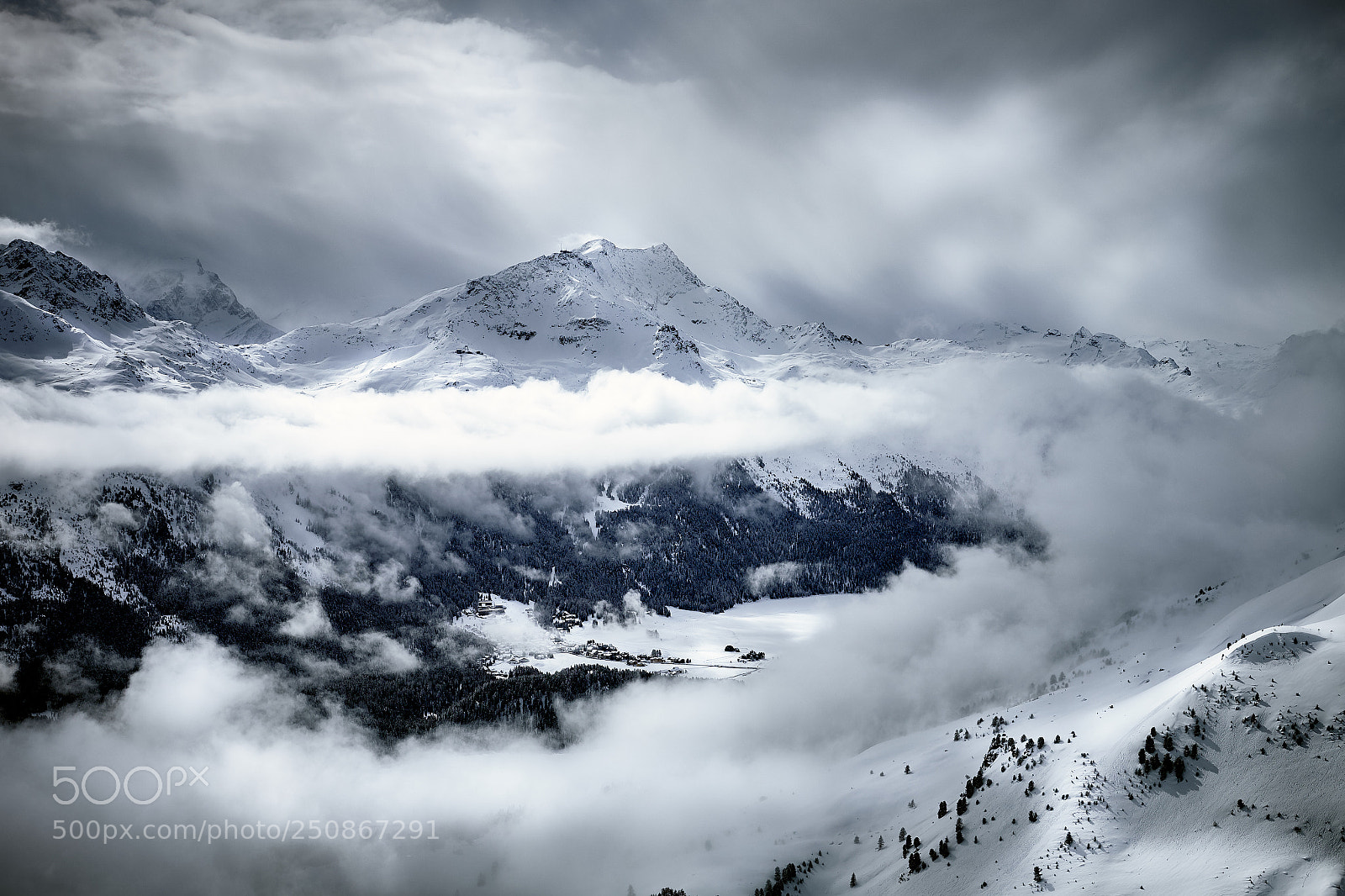 Fujifilm X-E2 sample photo. Stormy mt. corvatsch view photography