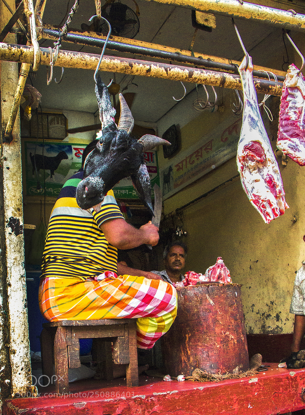 Canon EOS 70D sample photo. The goat butcher cutting photography