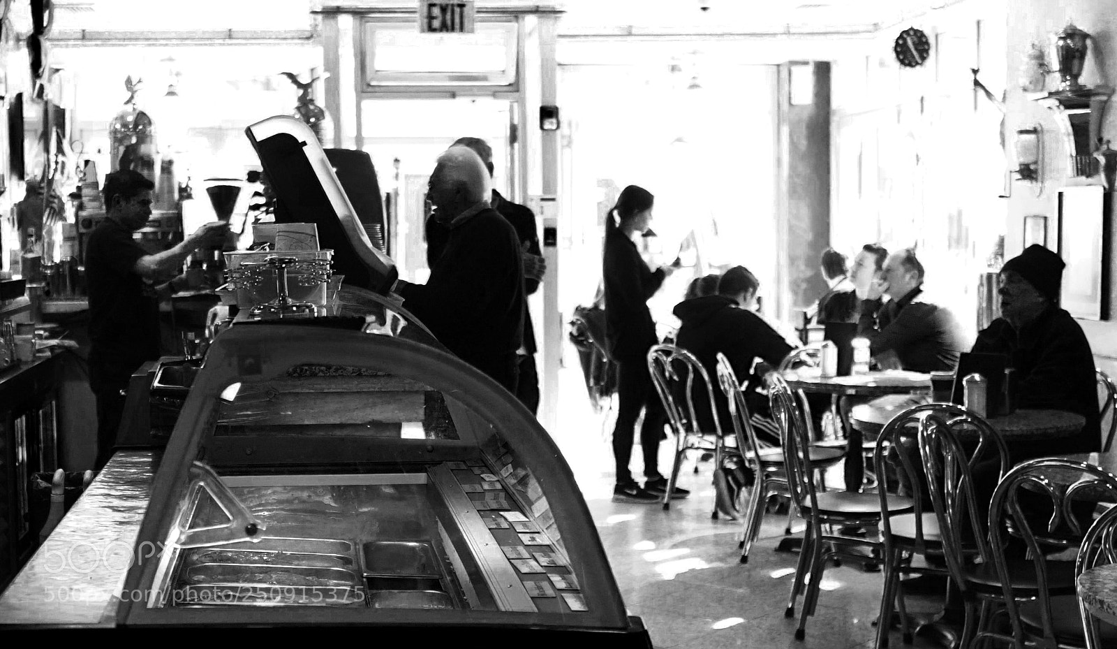 Sony a6500 sample photo. Ordering coffee b & w photography