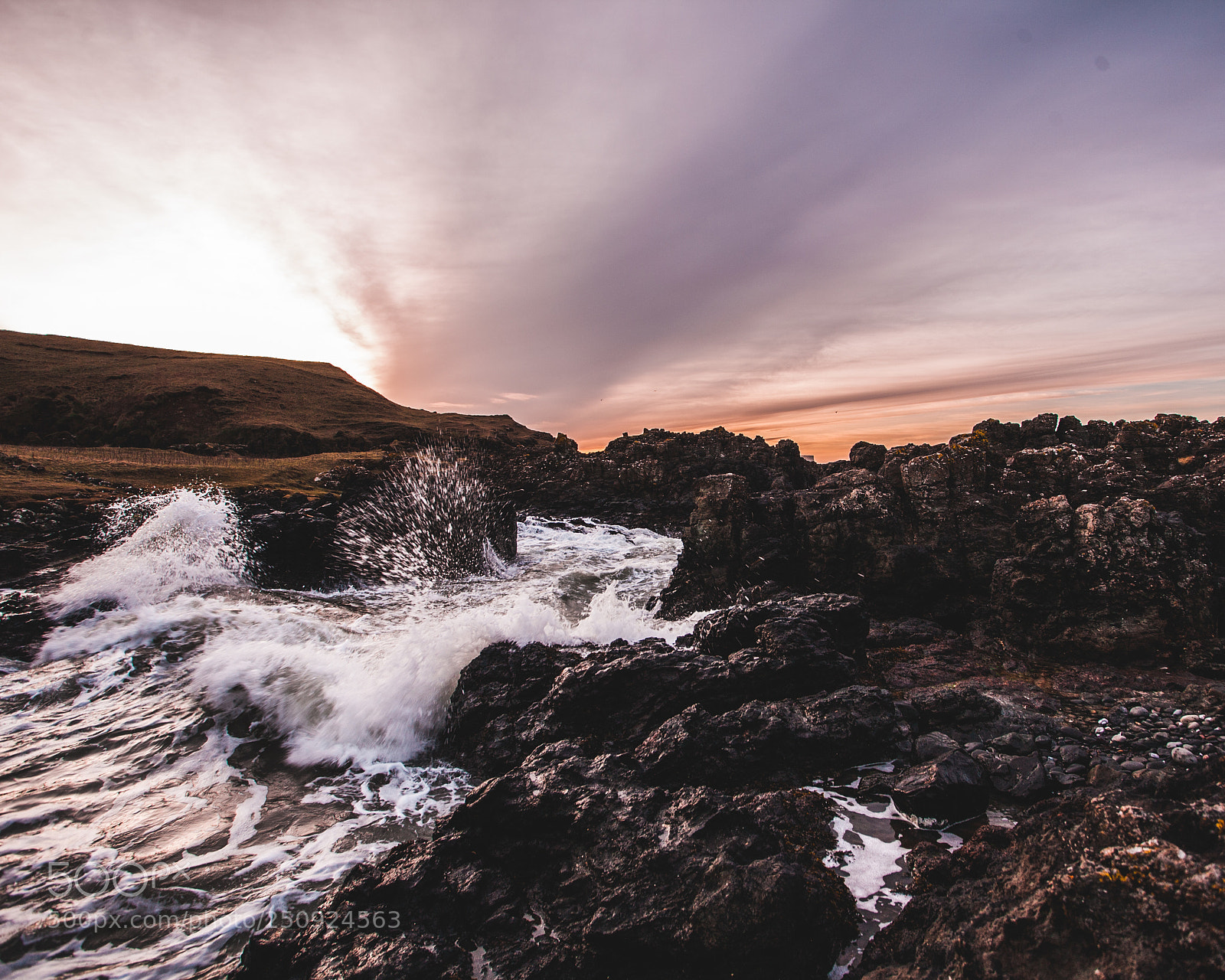 Canon EOS 5D sample photo. Dunseverick waves photography
