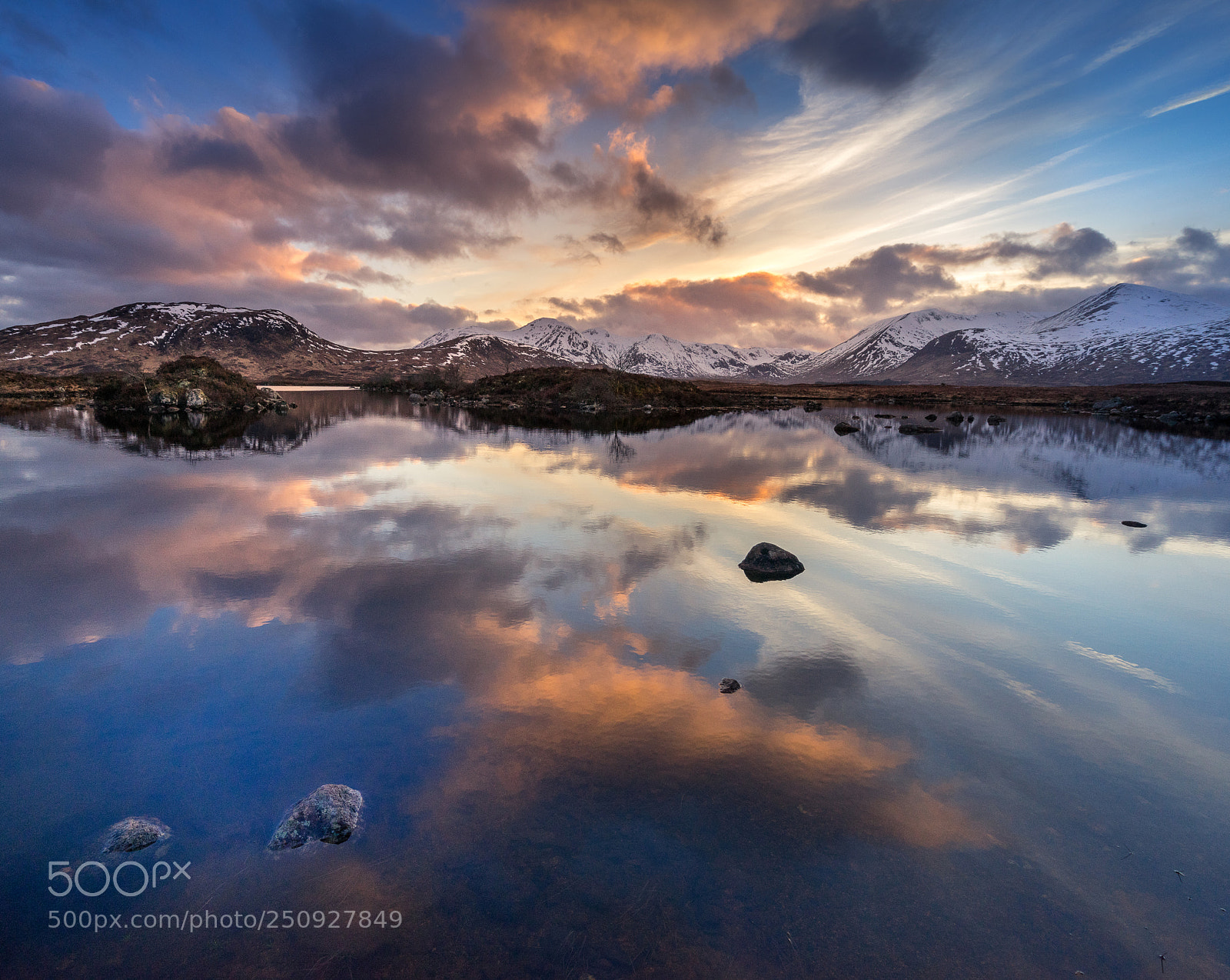 Sony a7R sample photo. Loch n'achlaise glenoce sunset photography