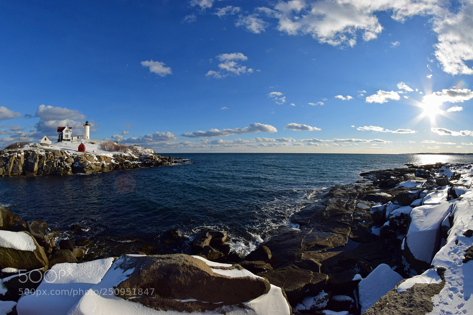 Nikon D5300 sample photo. Nubble light house fisheye photography