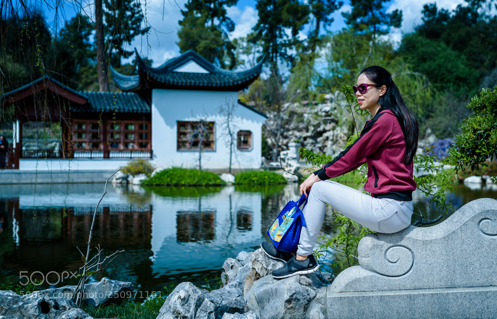 Nikon D750 sample photo. Portrait in chinese garden photography