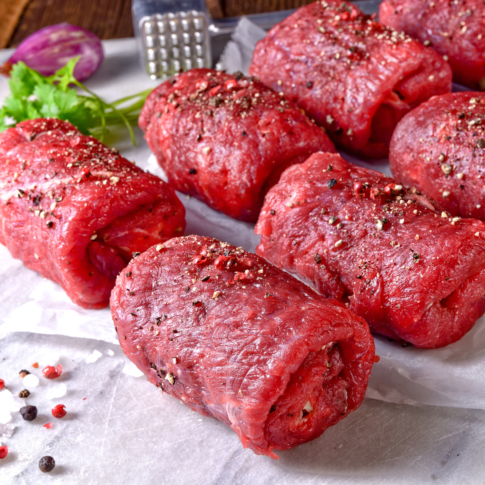 Nikon D810 sample photo. Fresh raw beef roulades photography