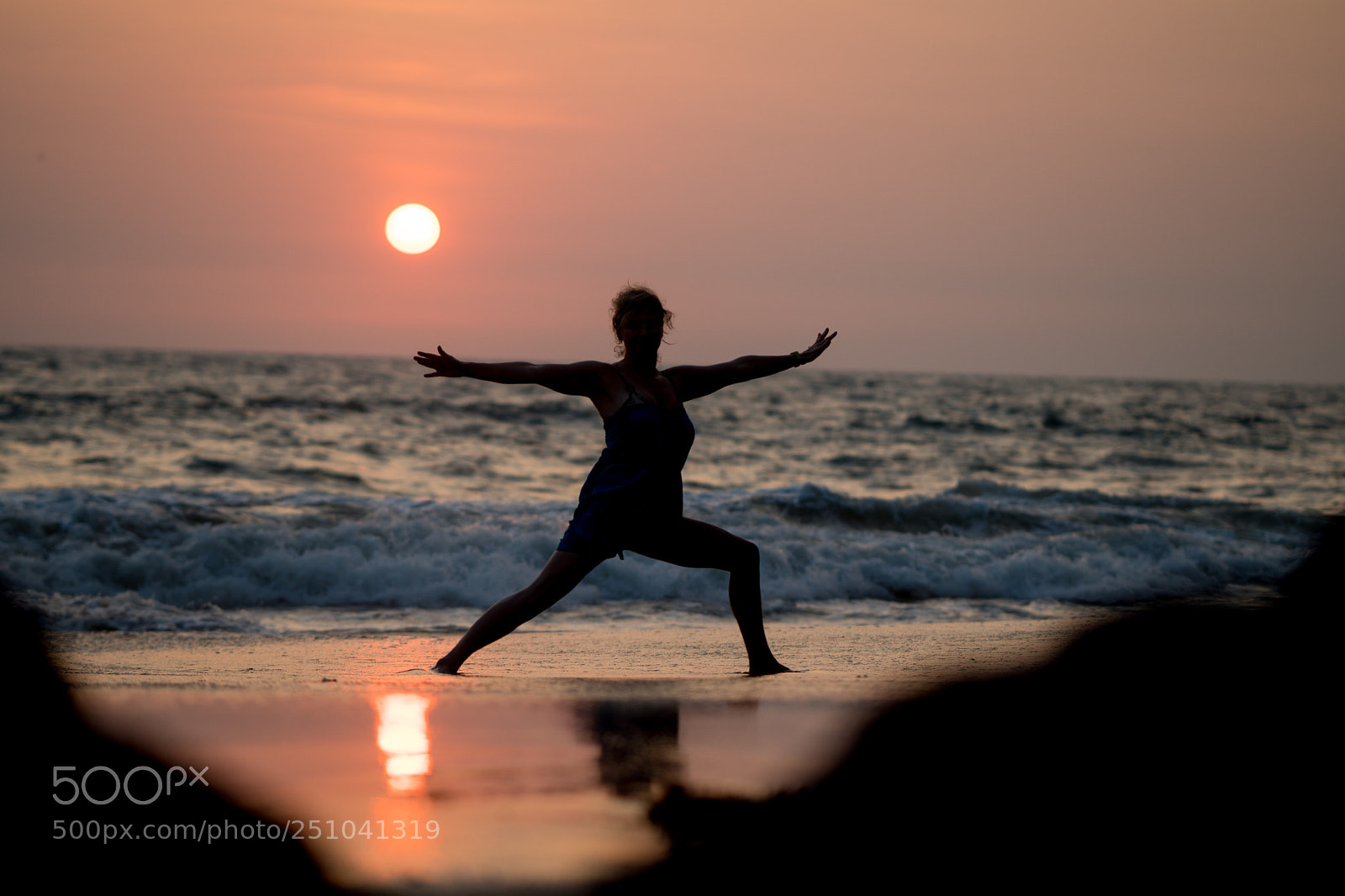 Sony a6500 sample photo. Yoga silhouette at ocean photography