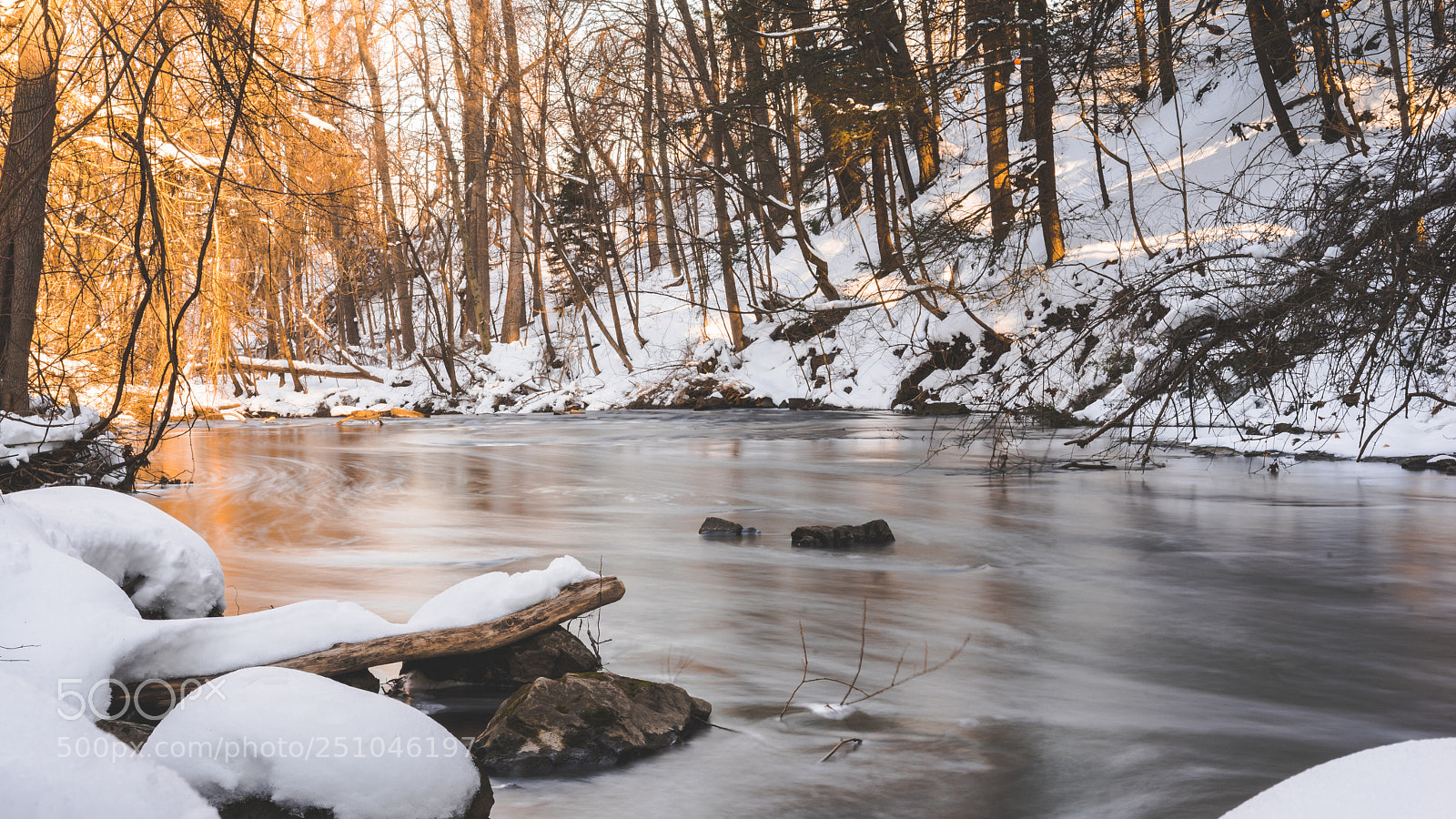 Sony a7R sample photo. Water stream at sunset photography