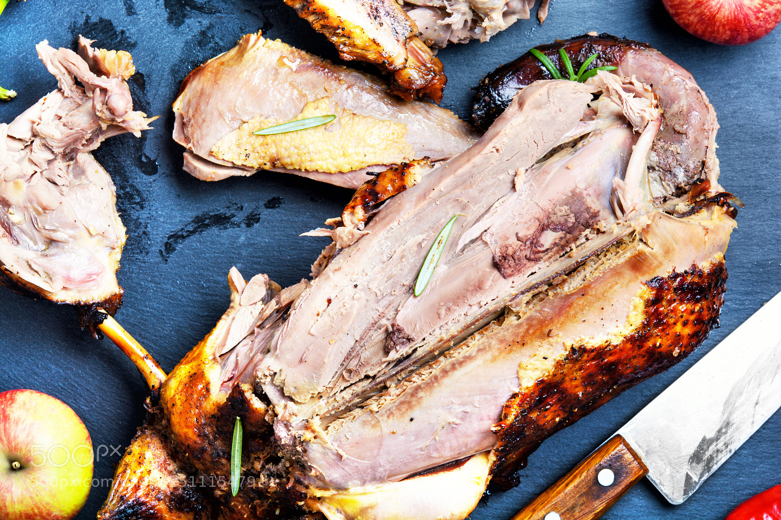 Nikon D7100 sample photo. Roast duck with apples photography