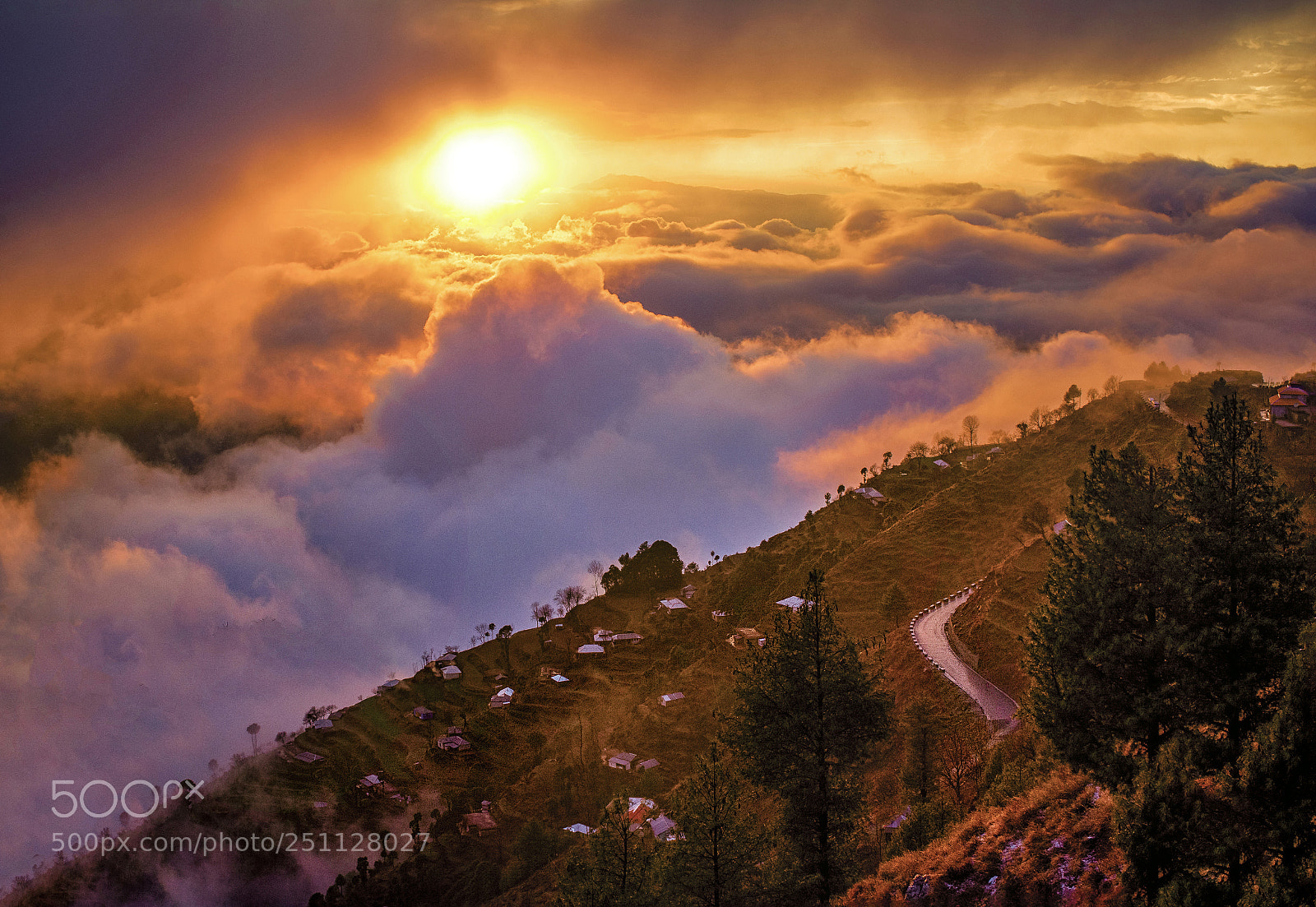 Nikon D7100 sample photo. Fiery sunset over clouds photography