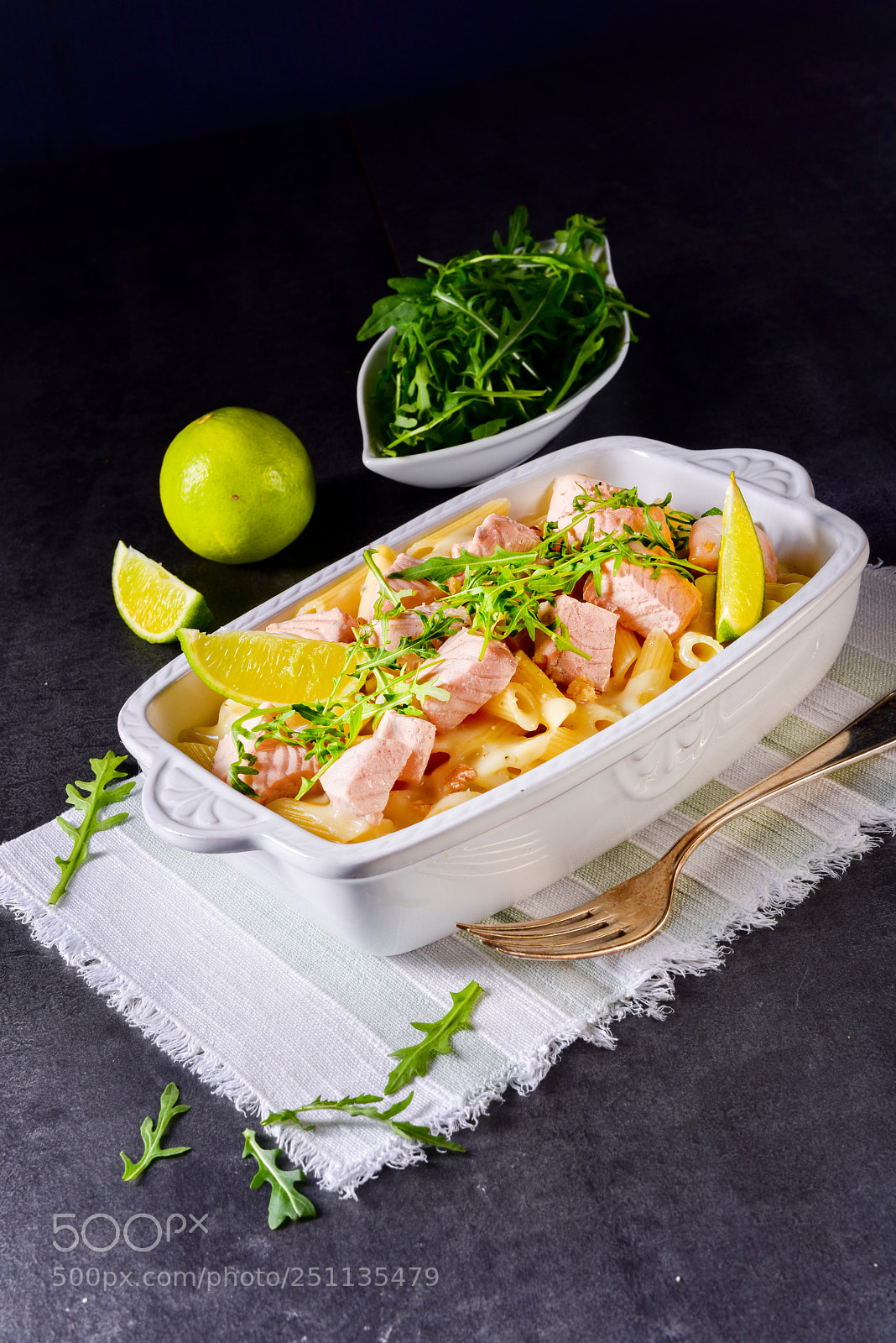Nikon D810 sample photo. Salmon with penne noodle photography