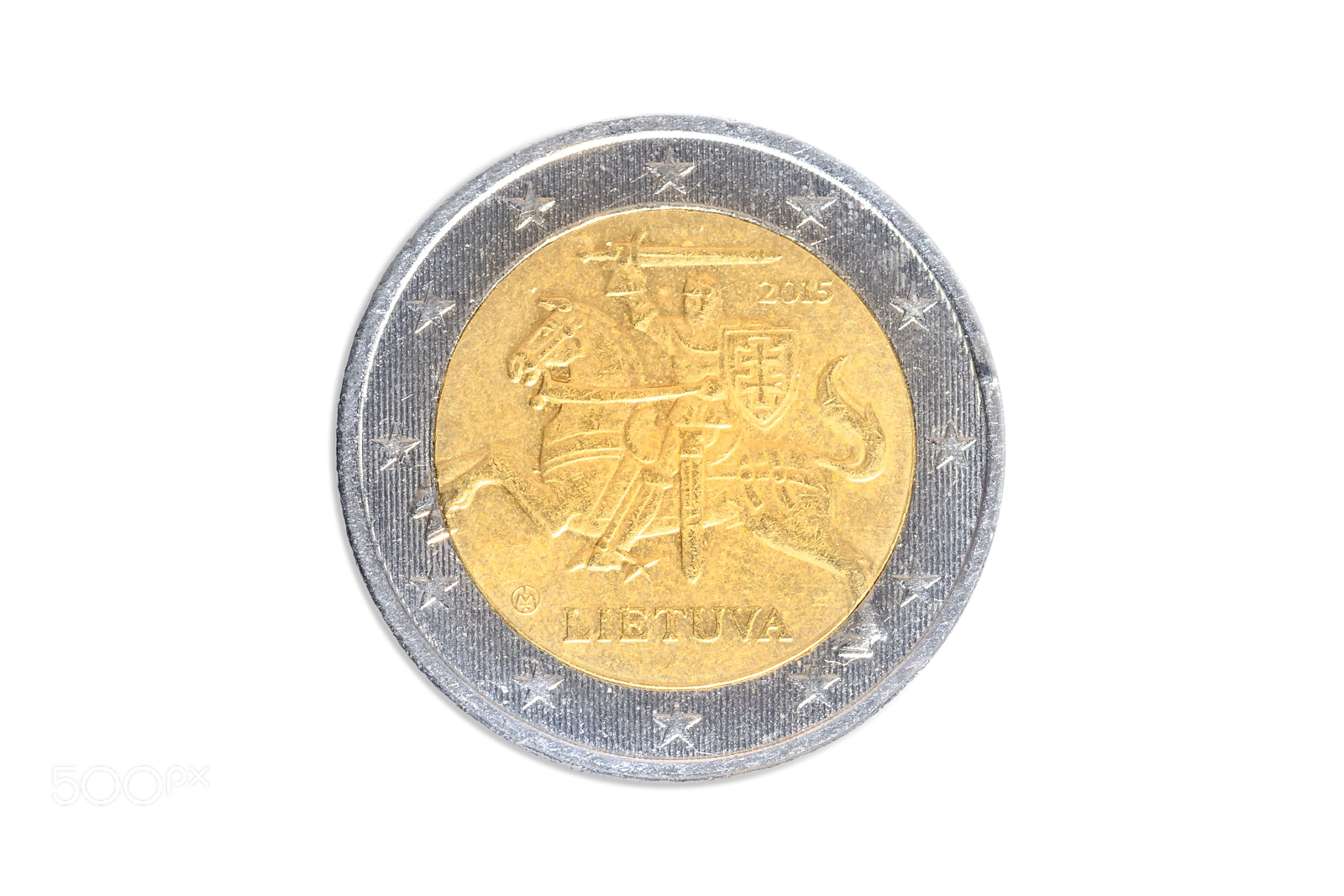 Canon EOS 5D Mark II sample photo. Lithuanian two euro coin photography
