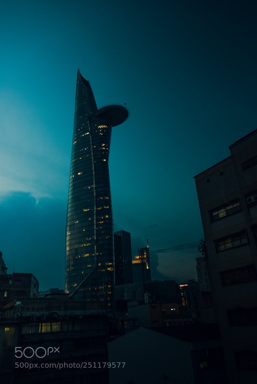 Nikon D80 sample photo. Bitexco tower in blue photography