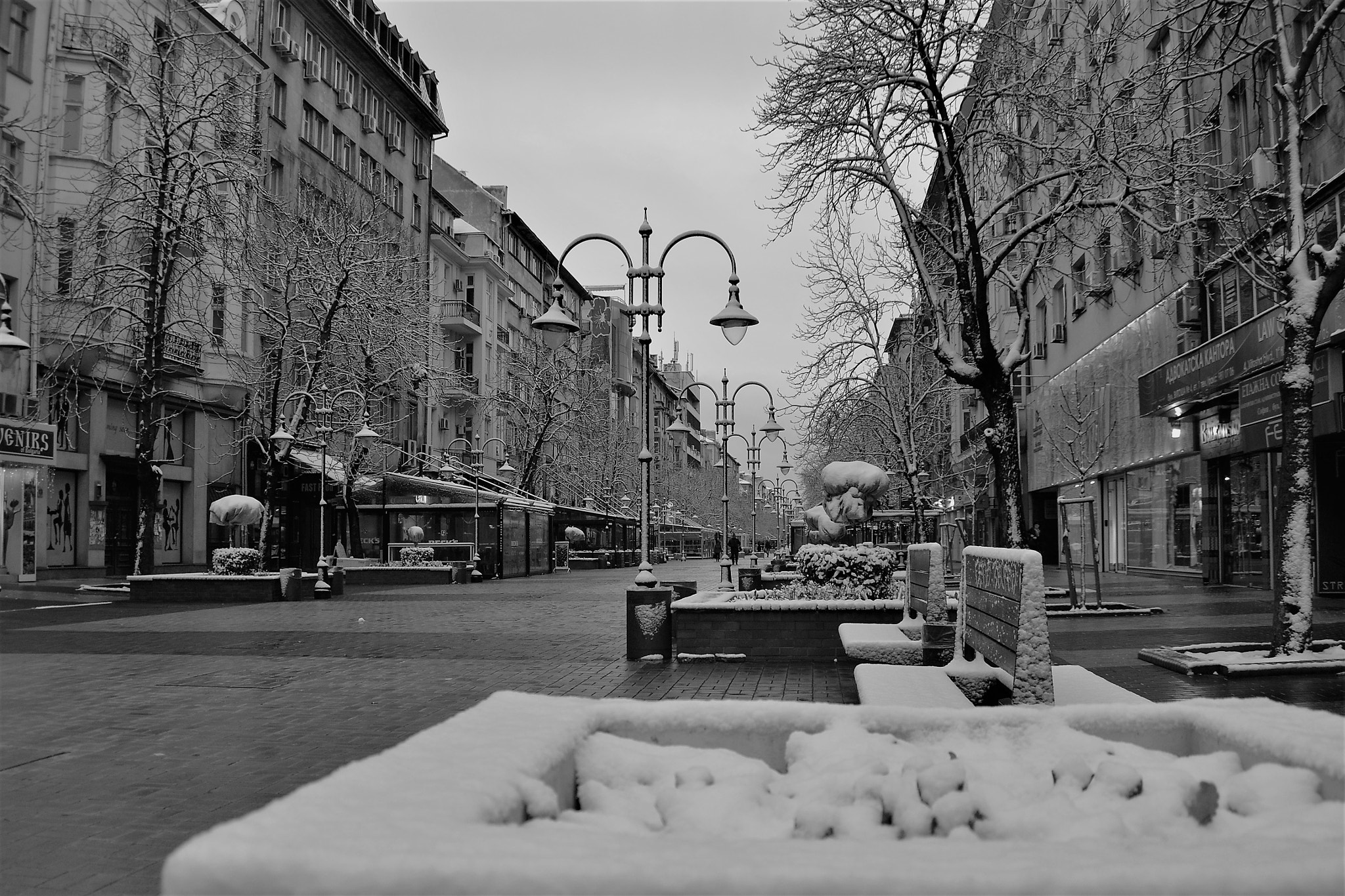 Nikon D3100 + AF-S DX Zoom-Nikkor 18-55mm f/3.5-5.6G ED sample photo. Snowy vitosha boulevard photography
