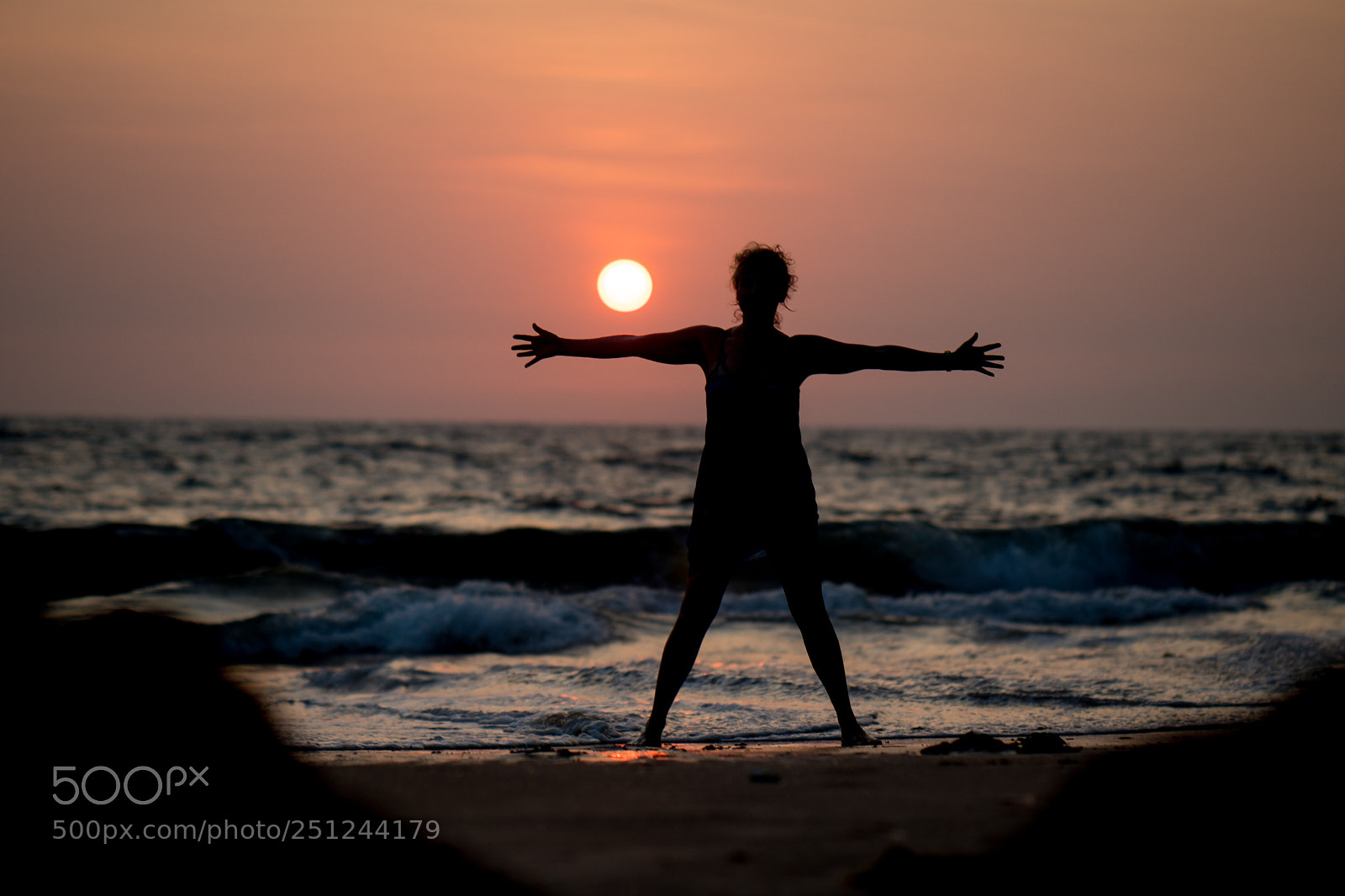 Sony a6500 sample photo. Yoga silhouette at ocean photography