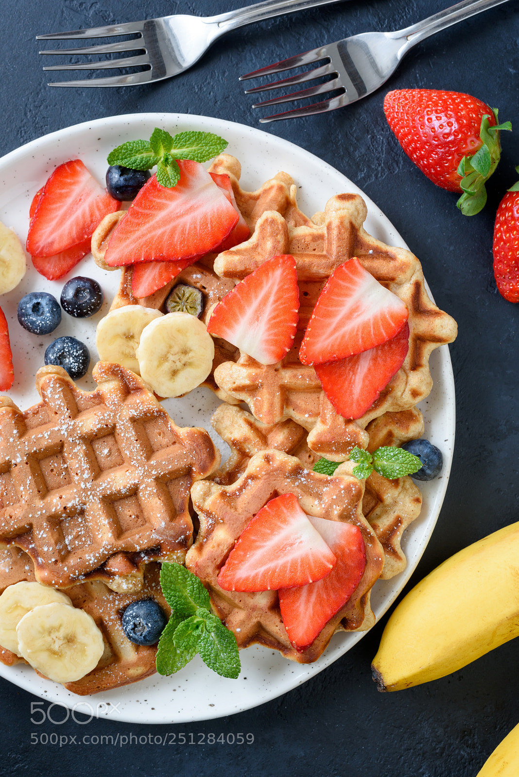 Nikon D810 sample photo. Homemade waffles served with photography