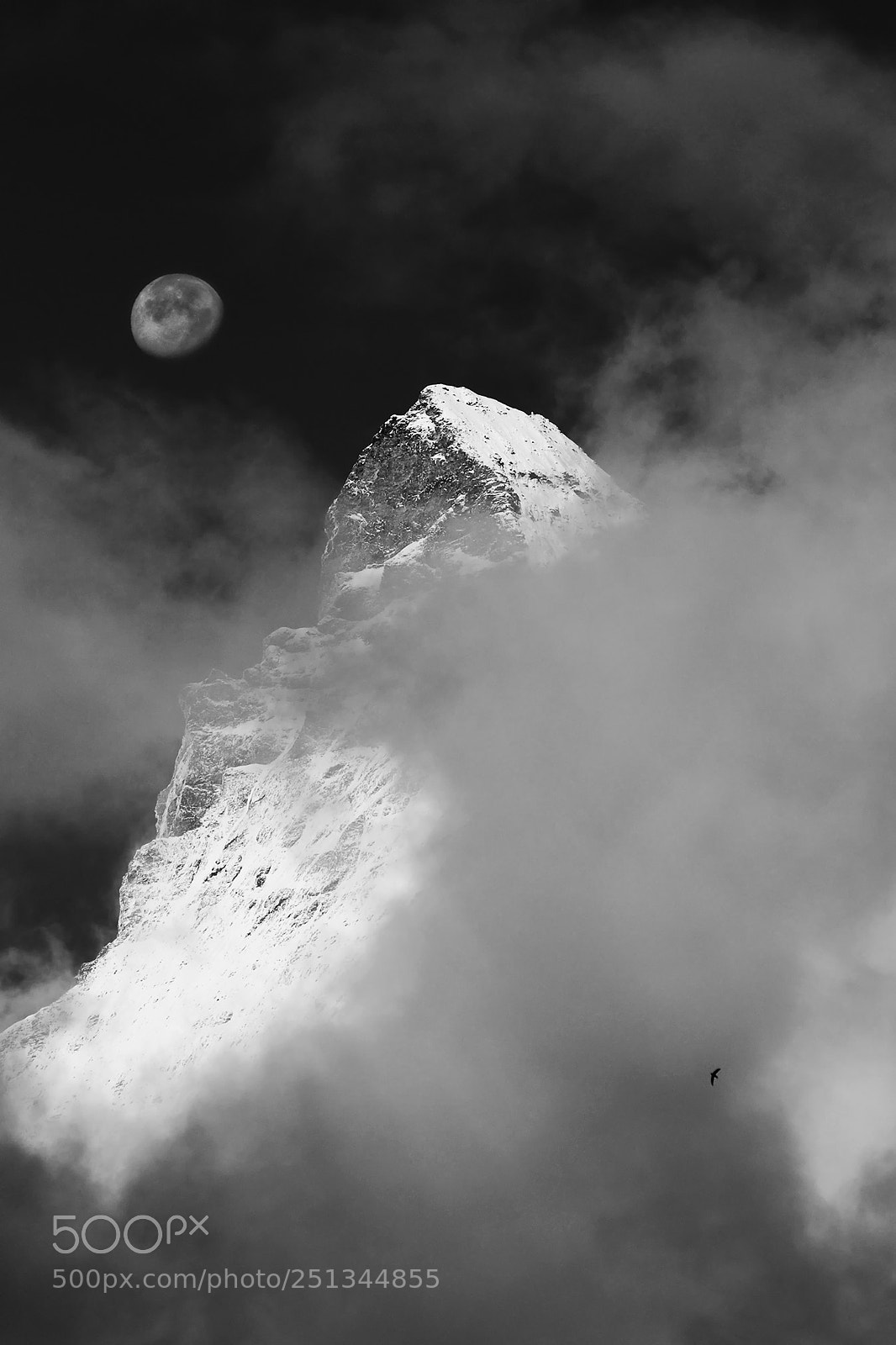 Nikon D80 sample photo. Moon and matterhorn photography