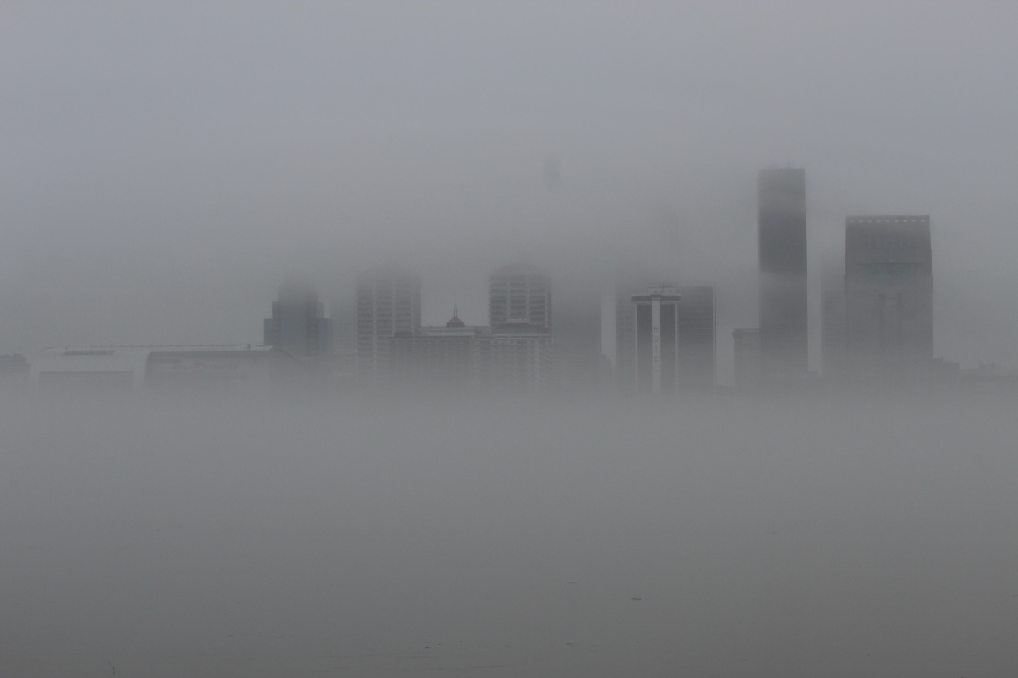 Canon EF-S 55-250mm F4-5.6 IS II sample photo. Fog over louisville photography