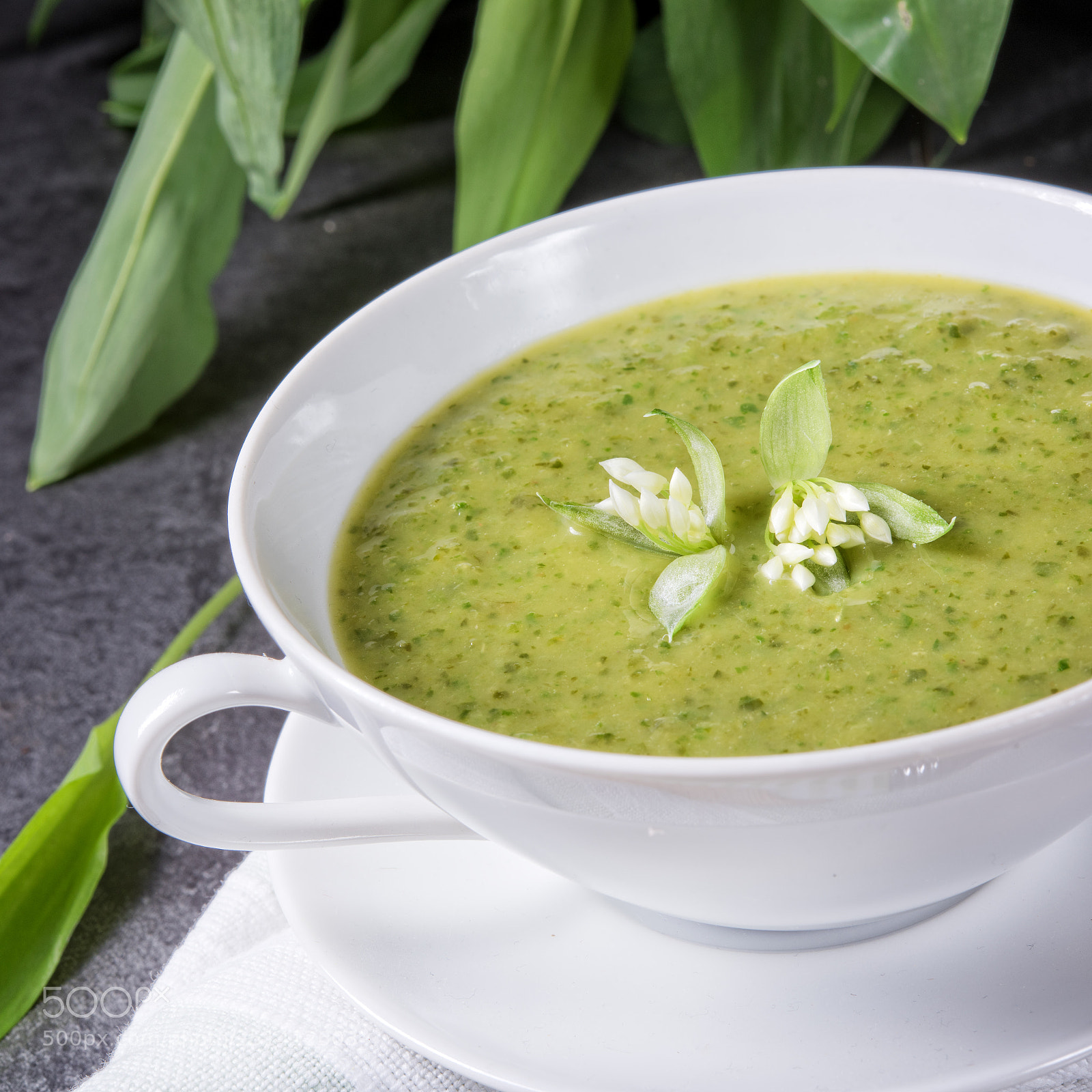 Nikon D810 sample photo. Green wild garlic soup photography