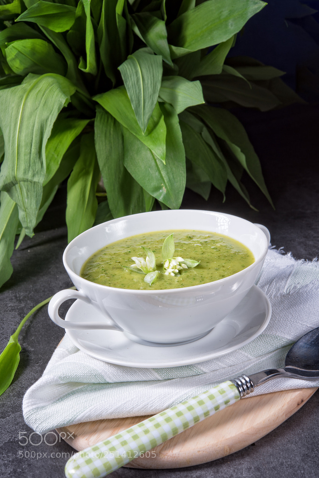 Nikon D810 sample photo. Green wild garlic soup photography