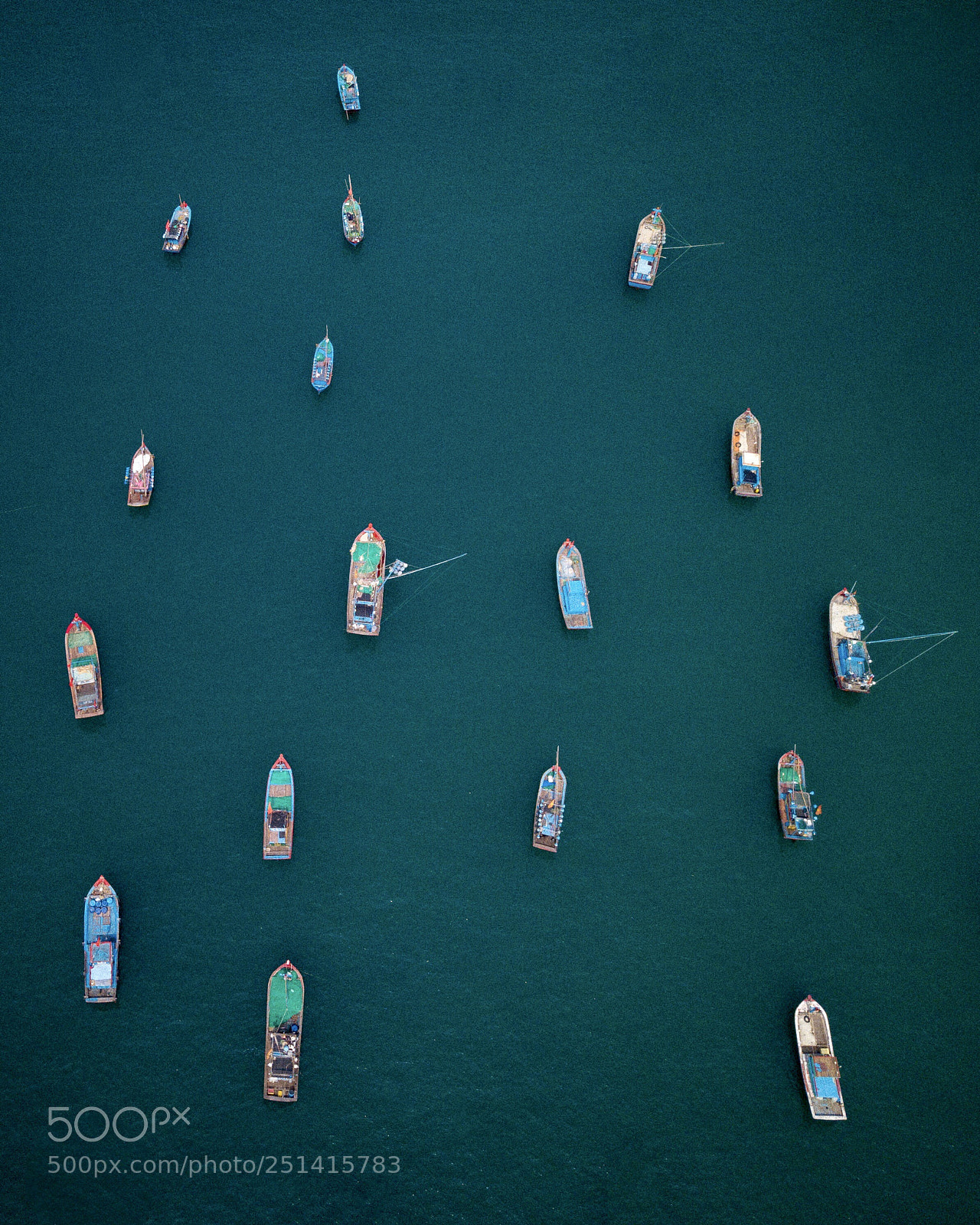 DJI FC220 sample photo. Vietnamese boats from above photography