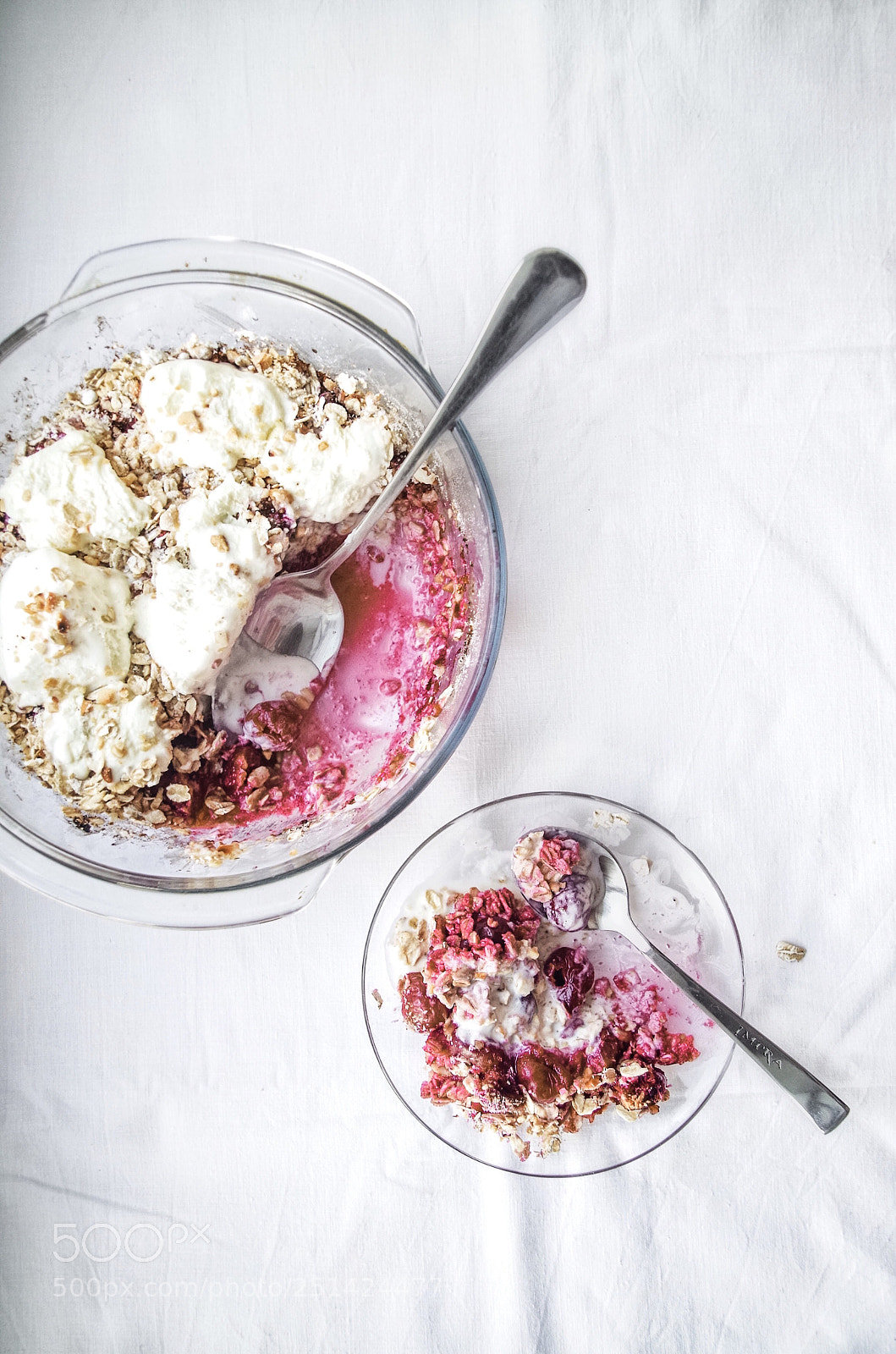 Pentax K-30 sample photo. Cherry crumble with granola photography