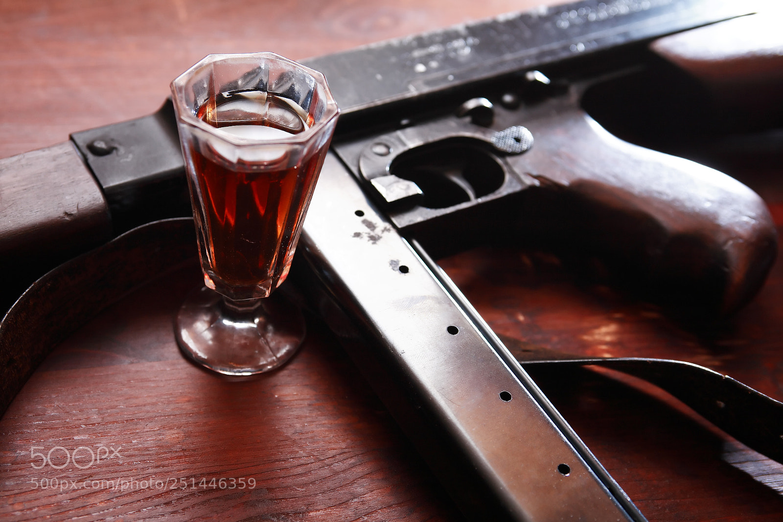 Canon EOS 5D sample photo. Submachine gun and whiskey photography